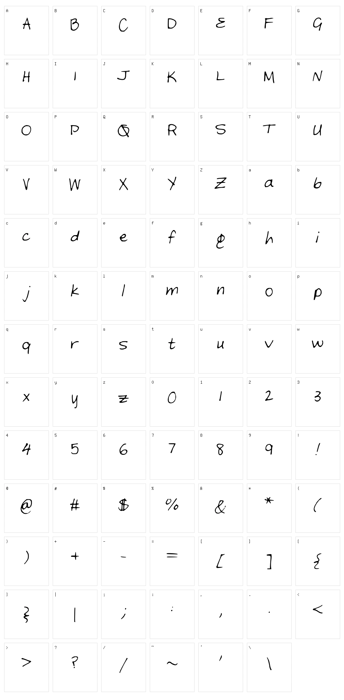 Rachel Character Set