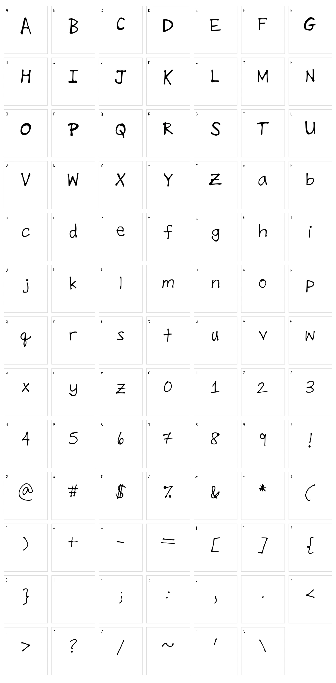 Rachel Print Character Set