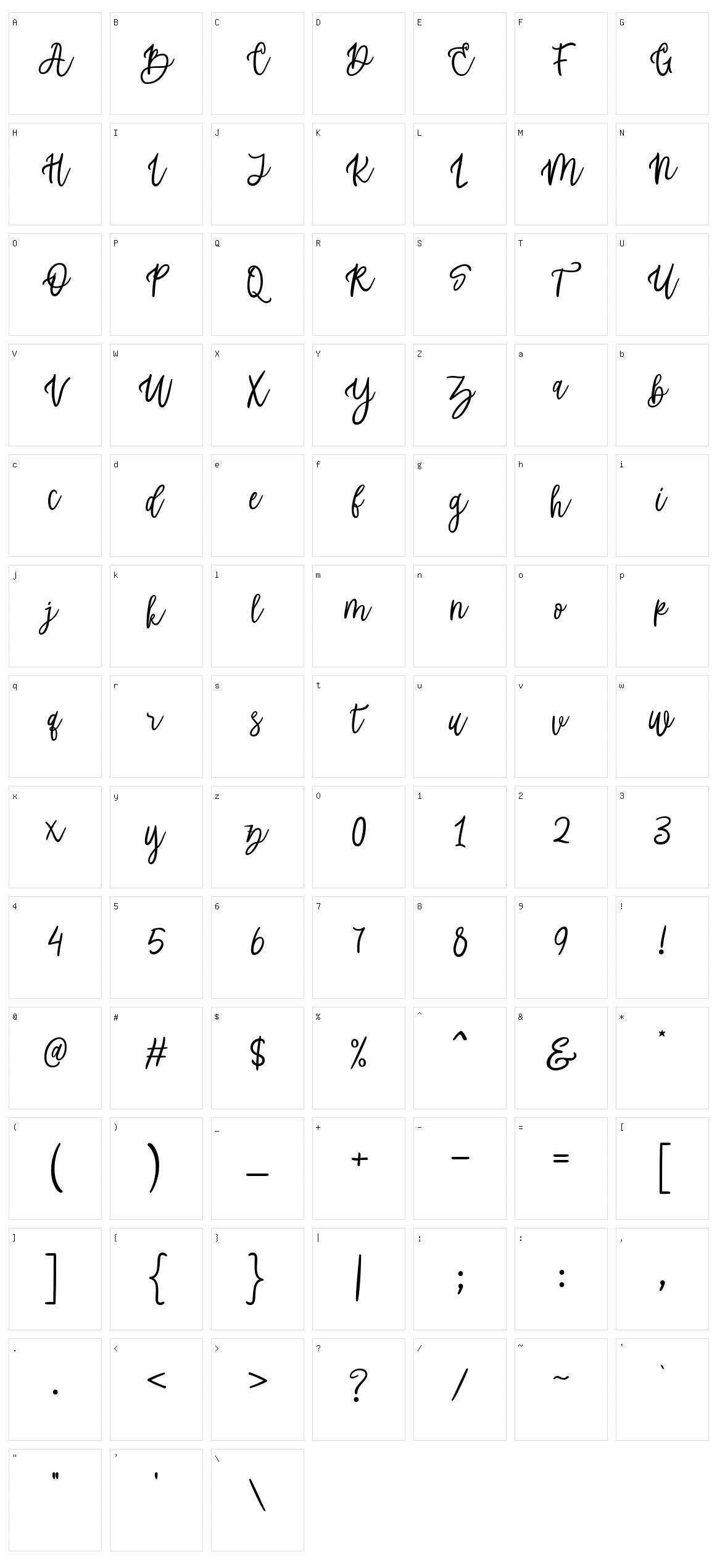 Rachelya Character Set
