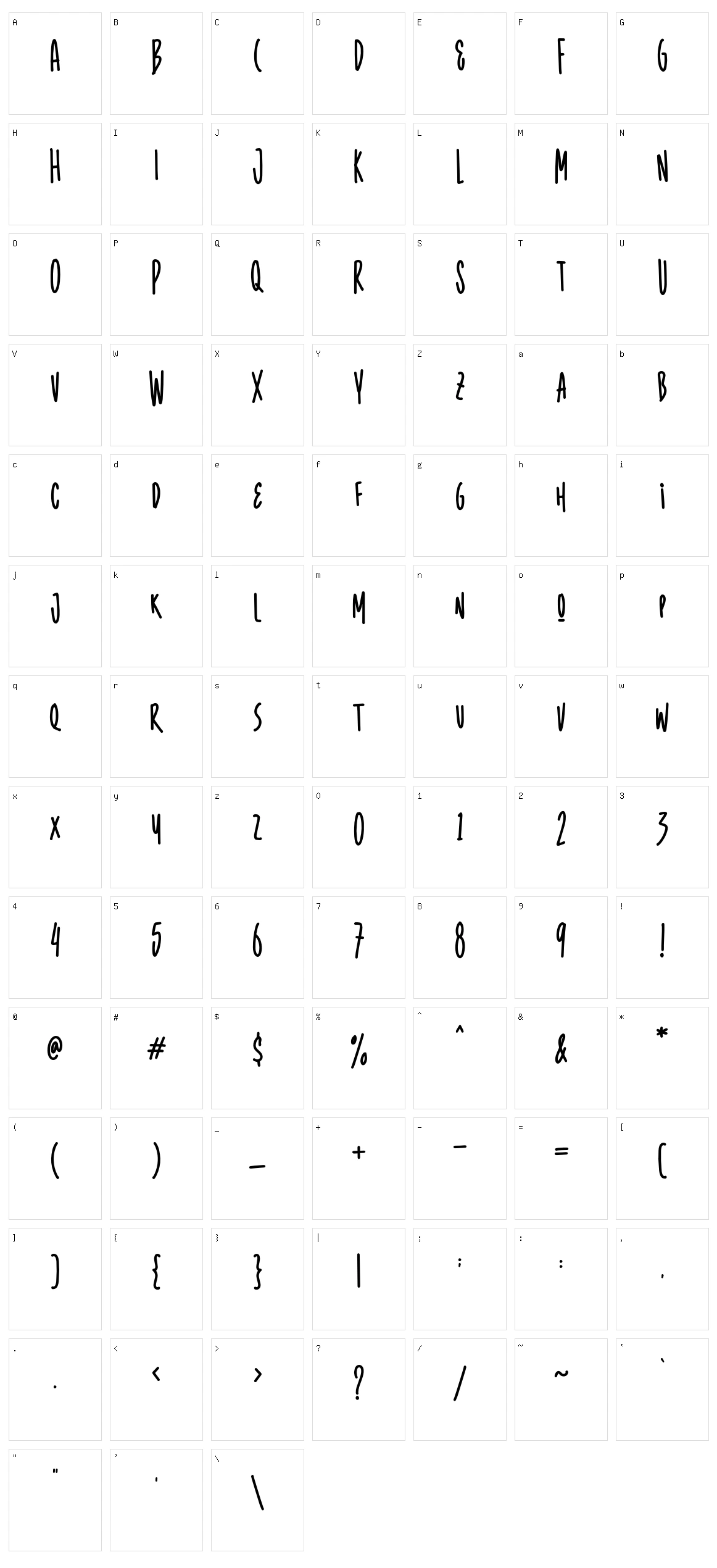 Radgrows Character Set