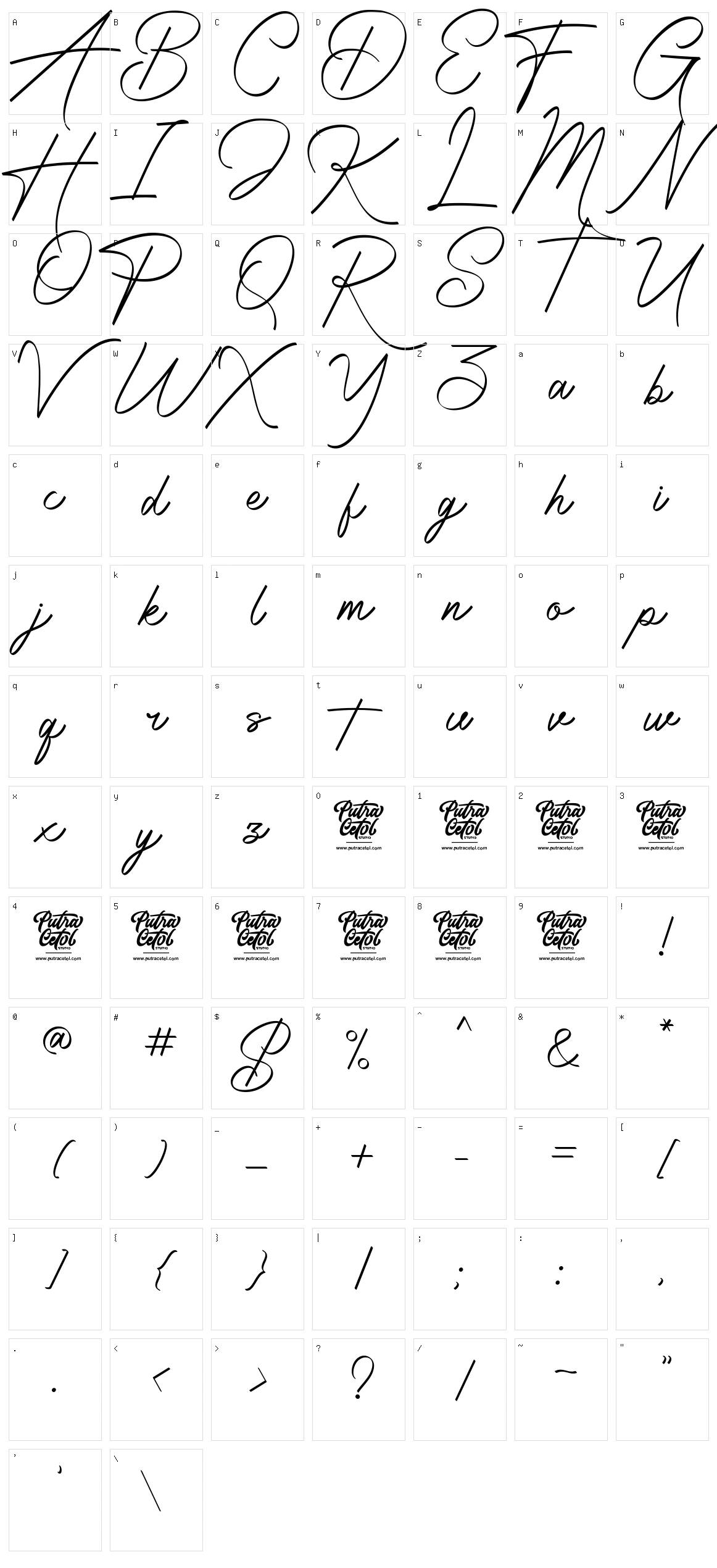 Radiantly Signature Character Set
