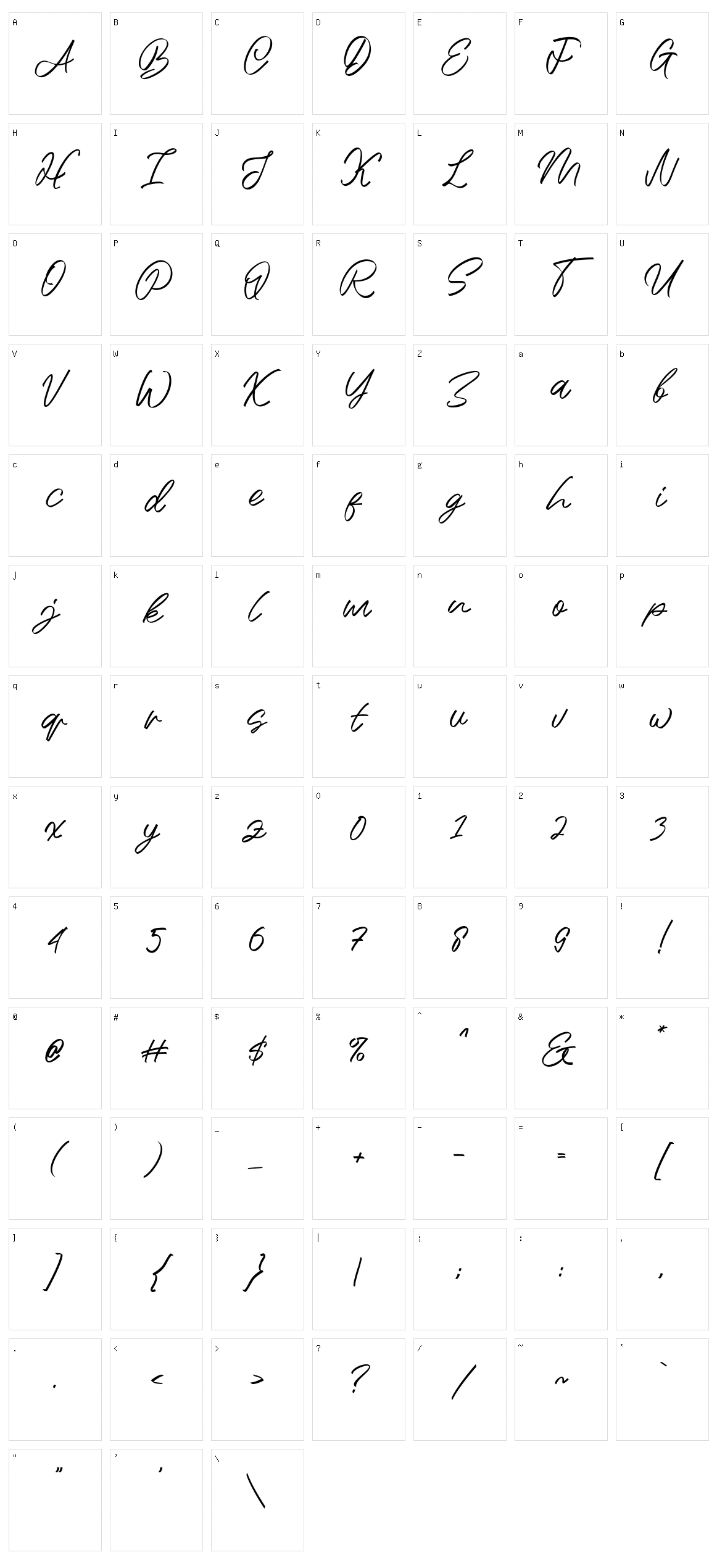 Radith Character Set