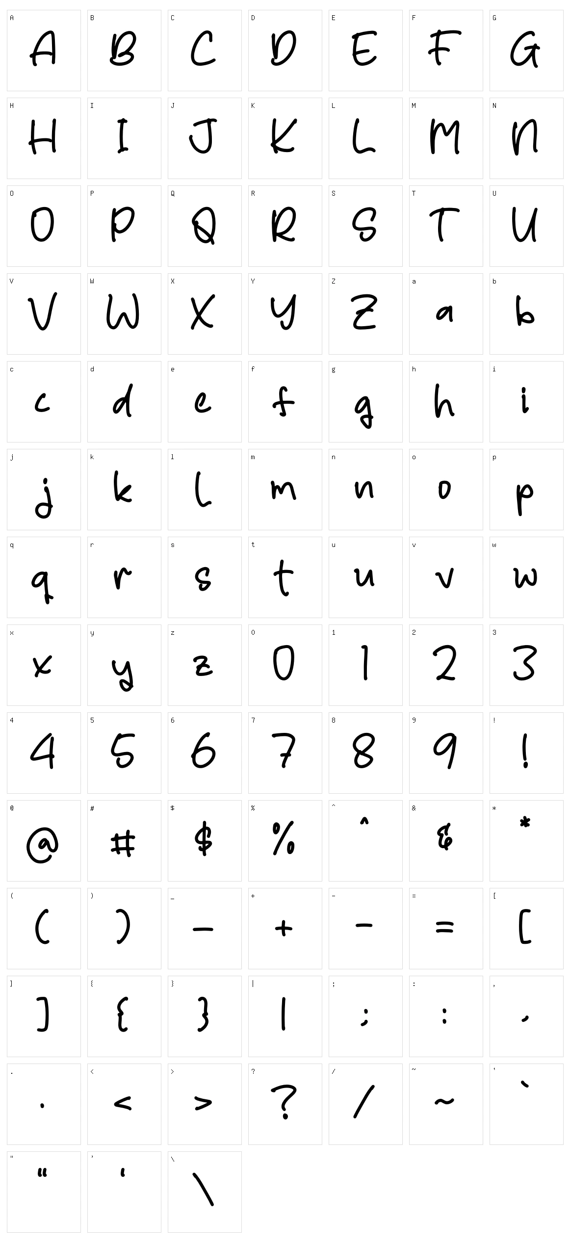 Rafley Notes Character Set