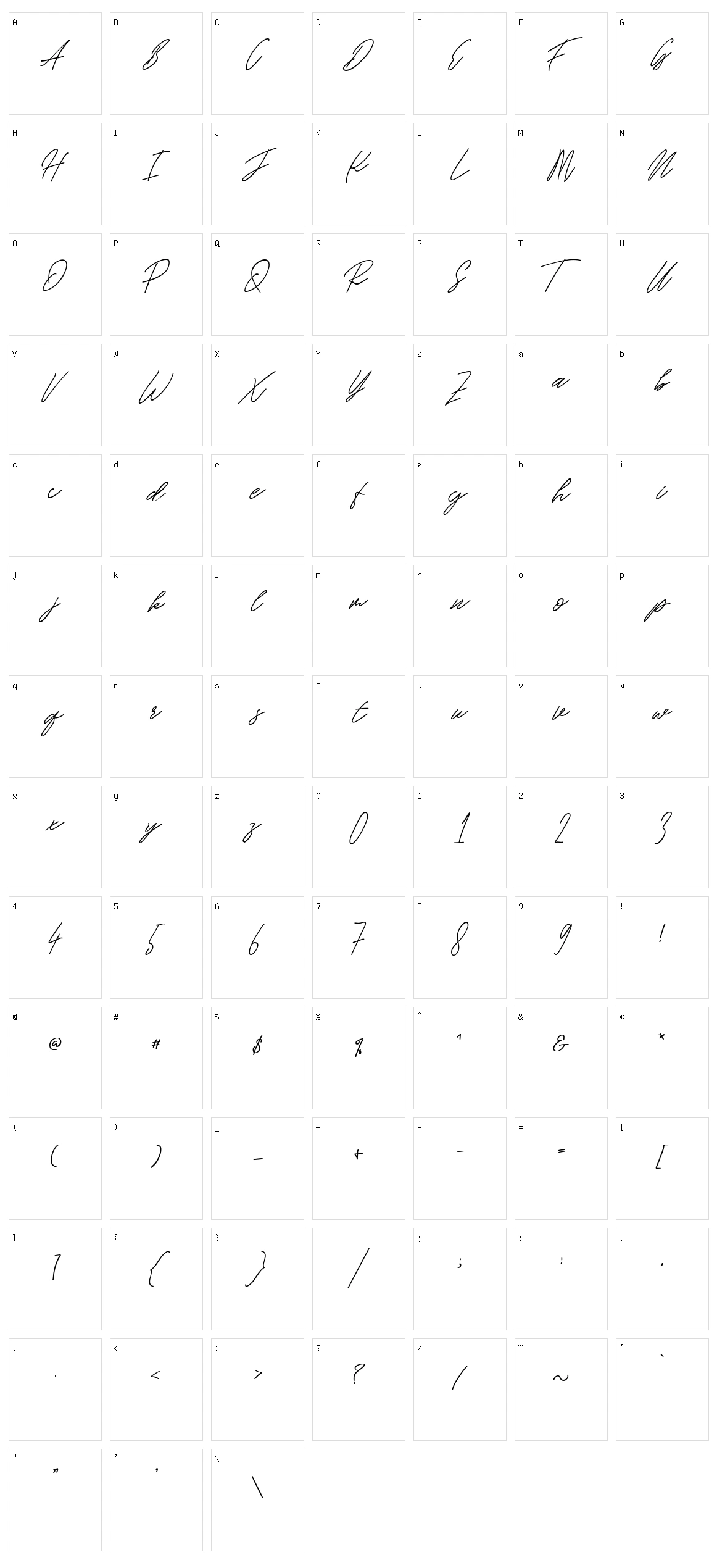 Raghen Script Character Set