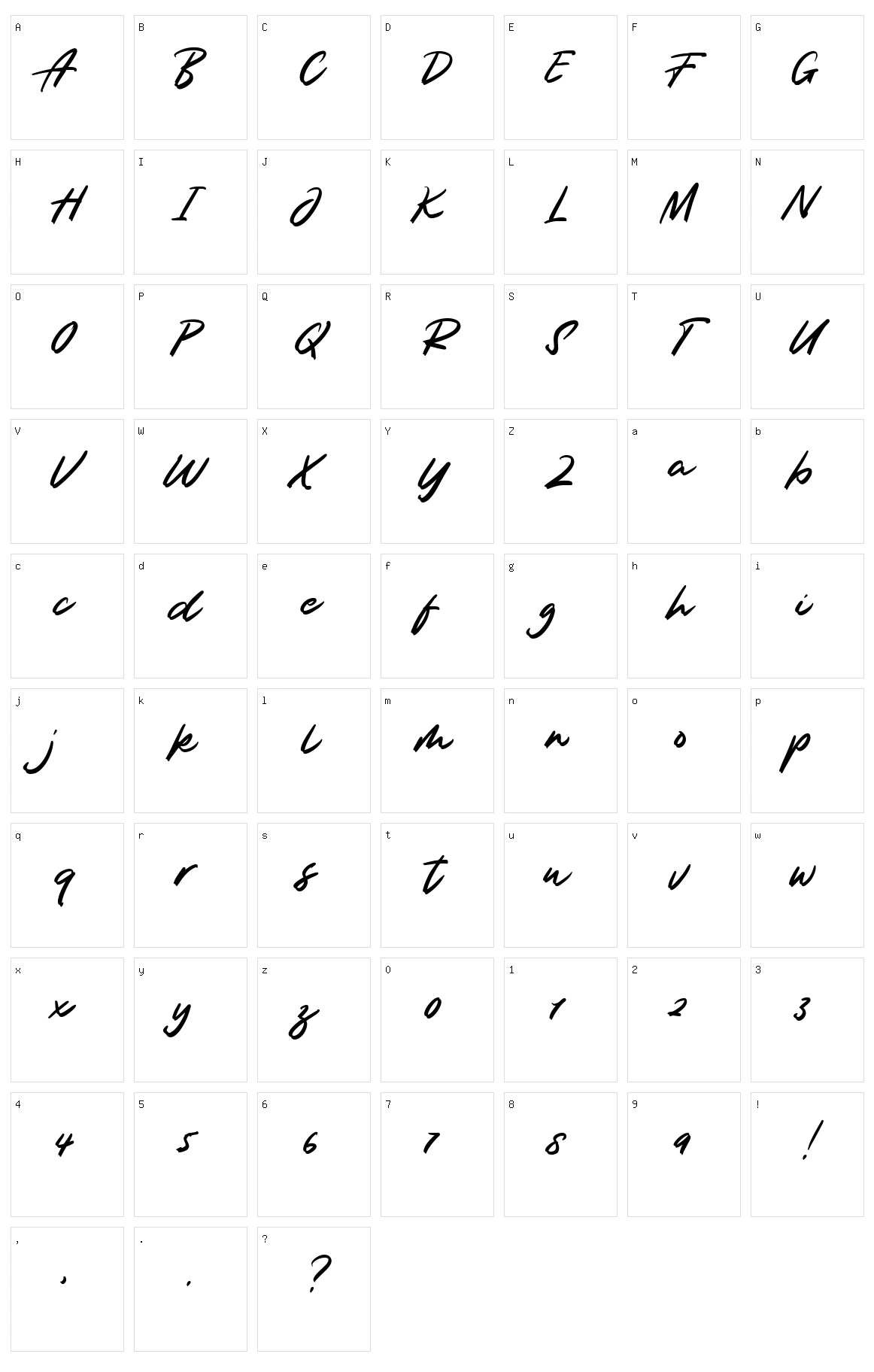 Rajawalite Character Set