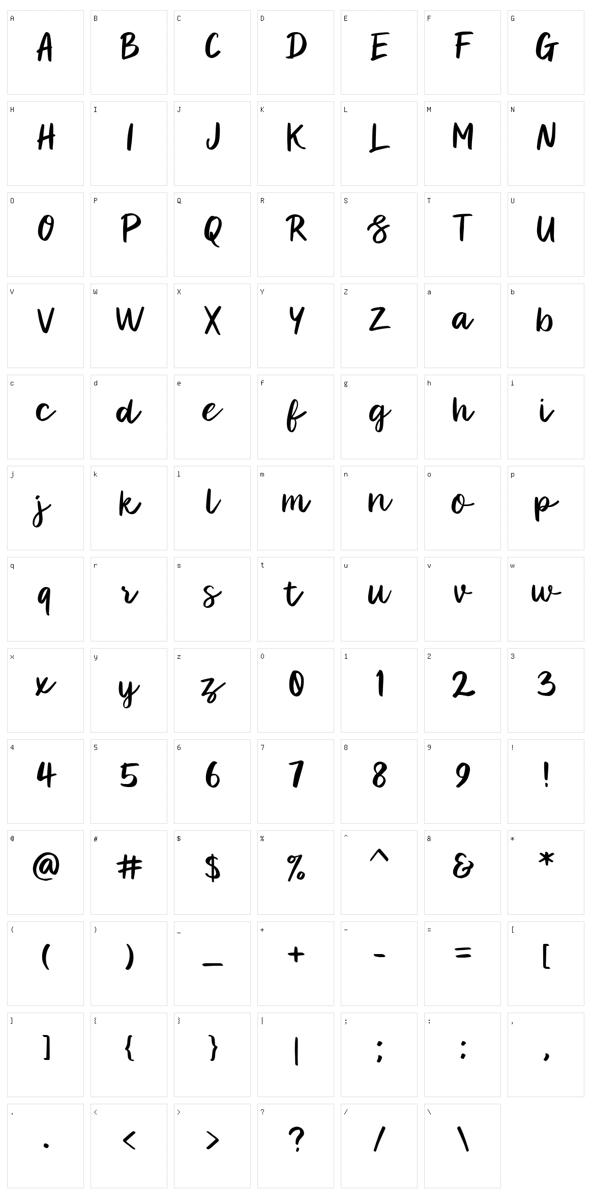 Ranessa Script Character Set