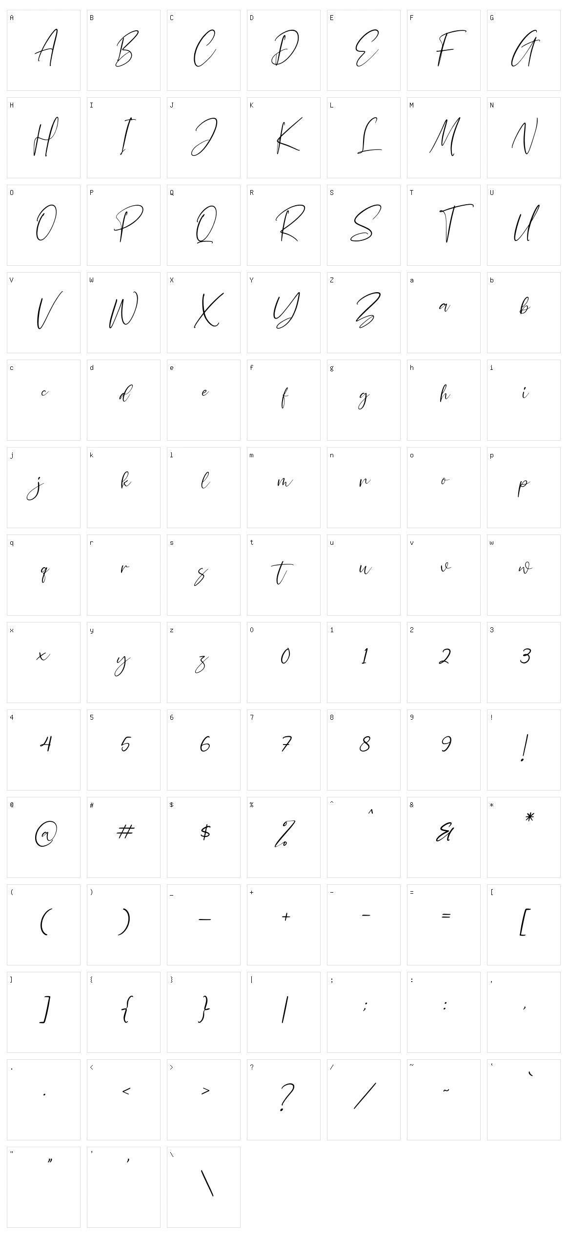 Rastedral Character Set