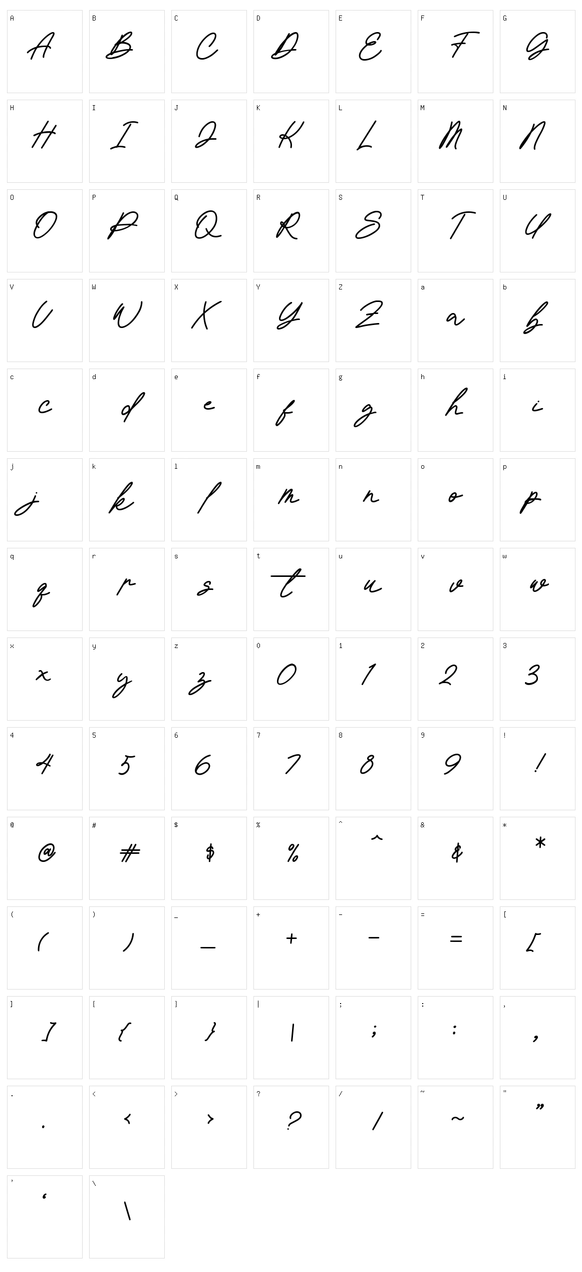 Rastella Character Set