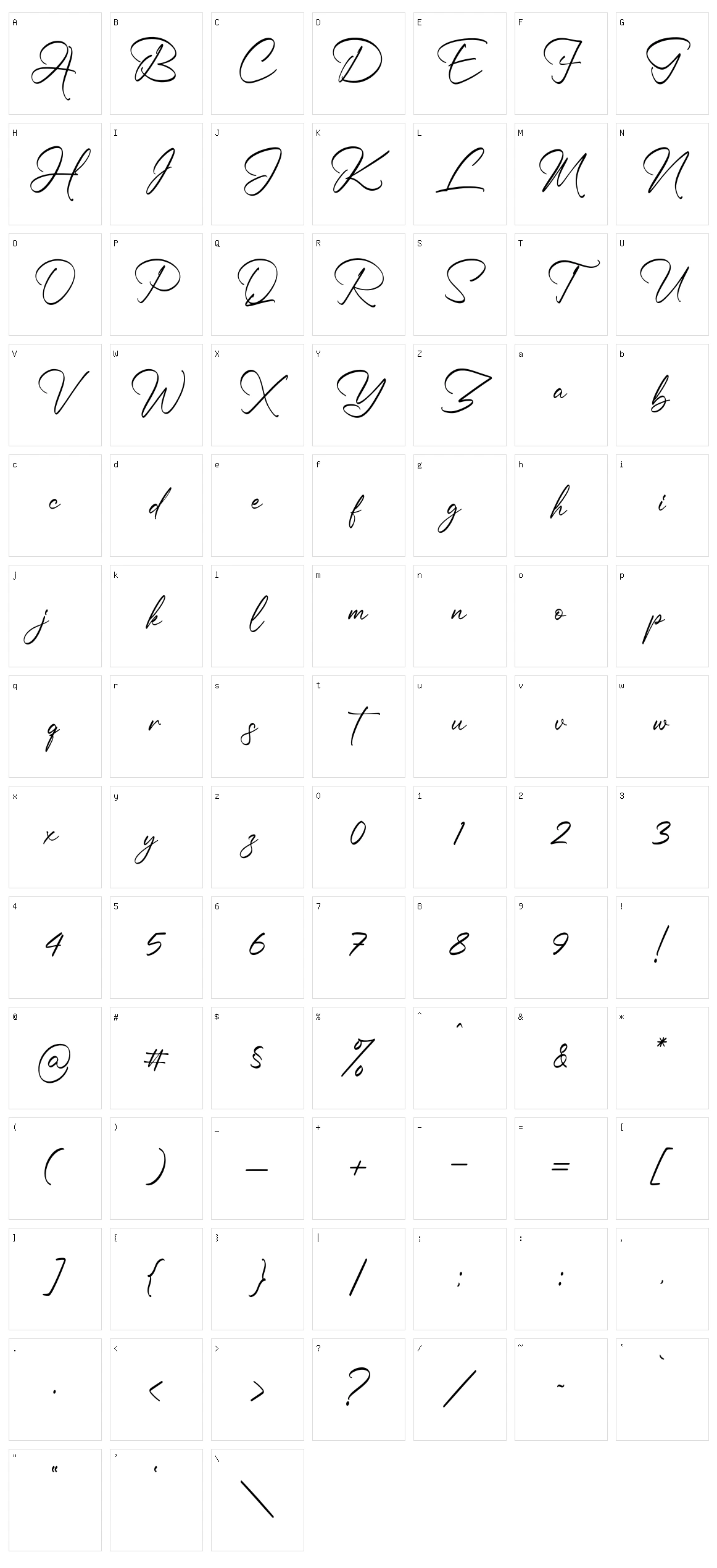 Rasttelina Character Set