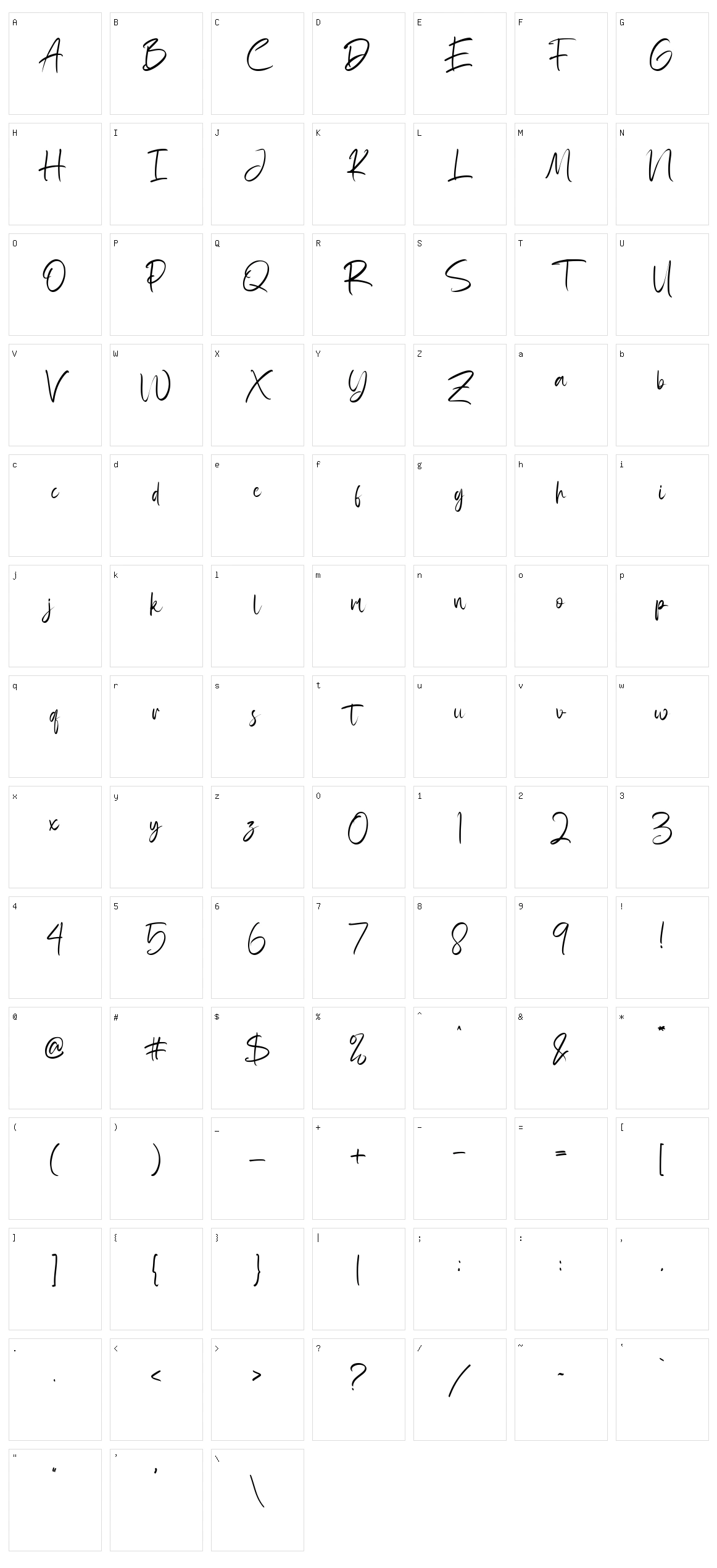 Rattfiny Script Character Set