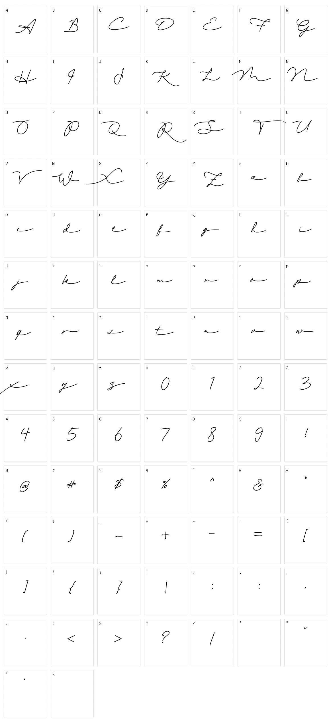 Raulina Character Set