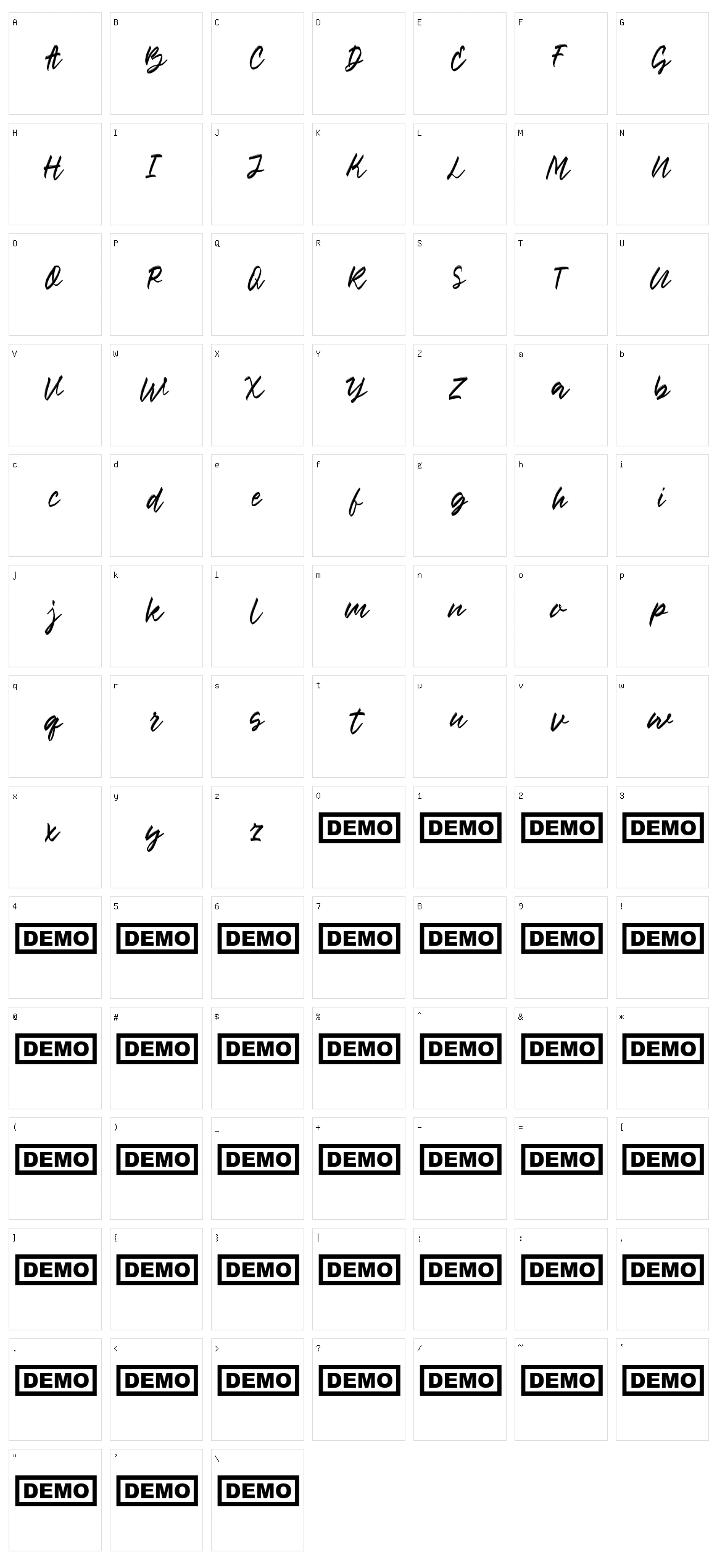Raush Character Set