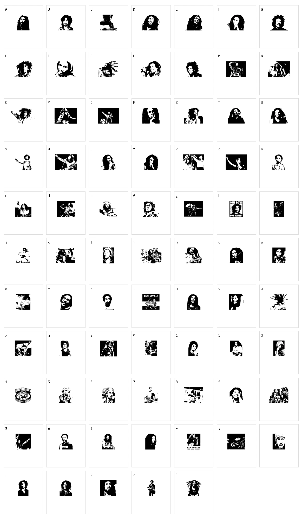 Bob Marley Character Set