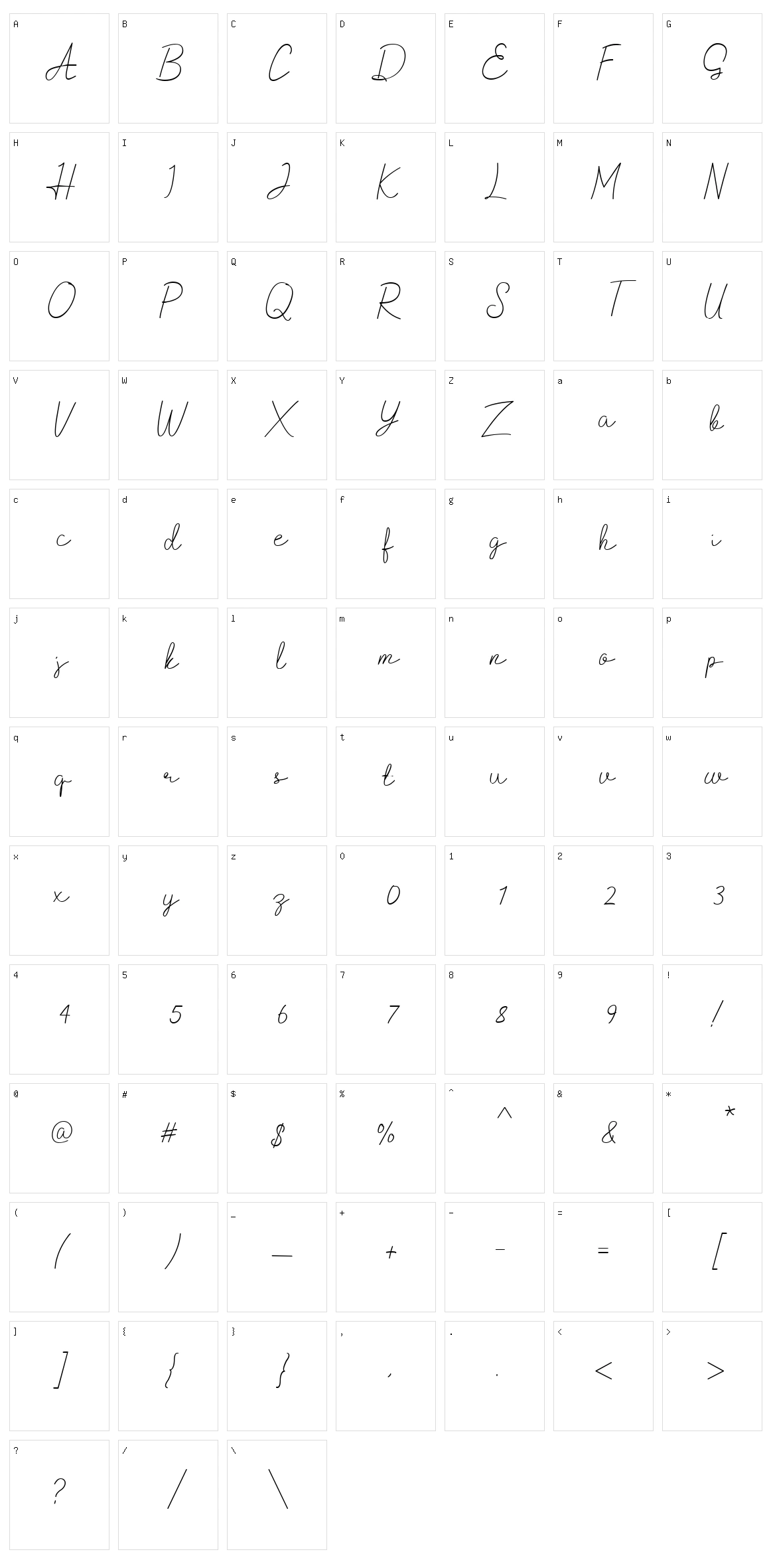 Raymond Character Set