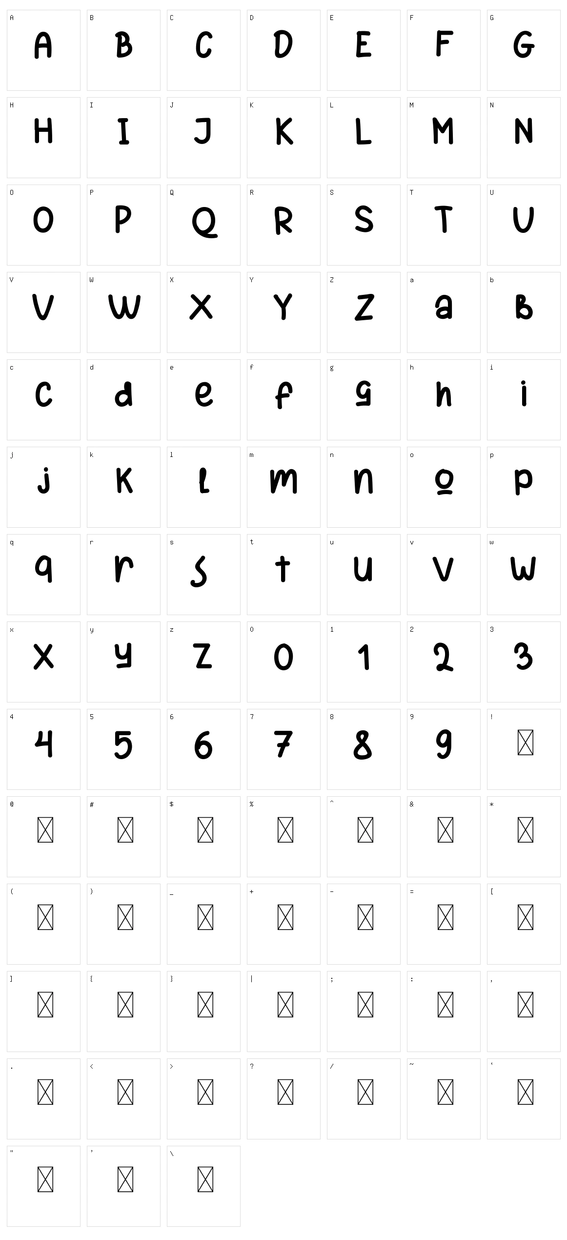 Reactivo Character Set