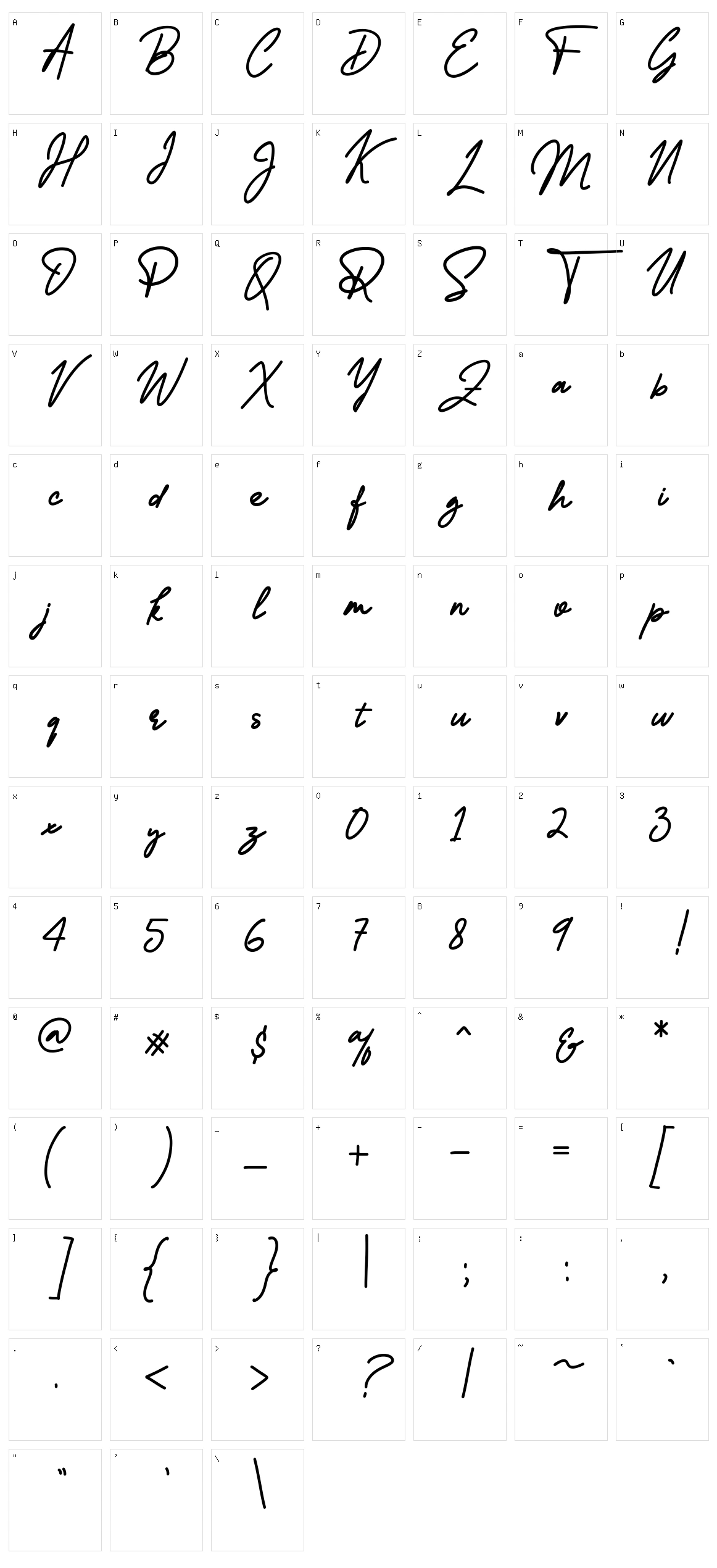 Reallishmy Character Set