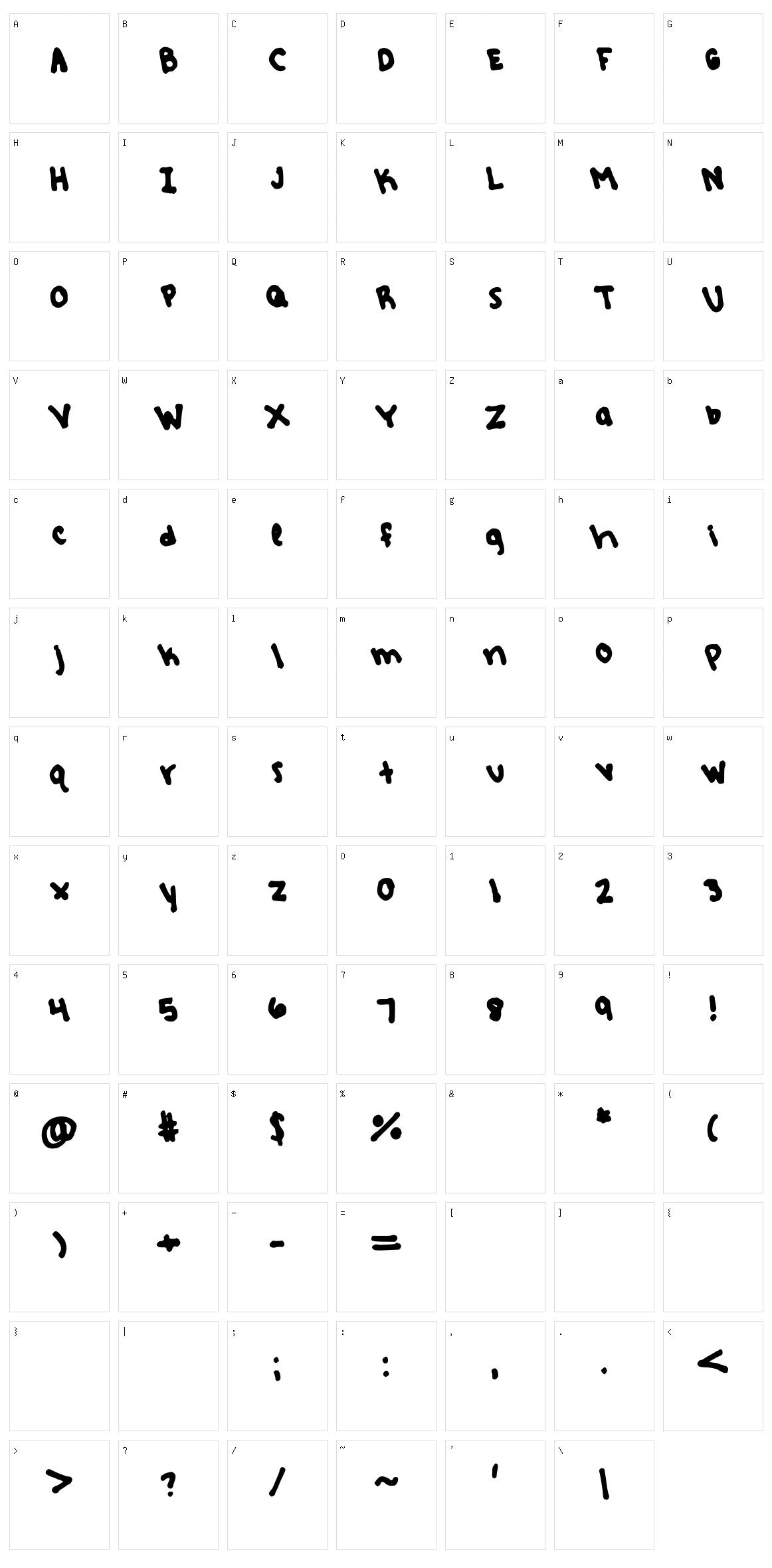 Rebeccas Handwriting Character Set