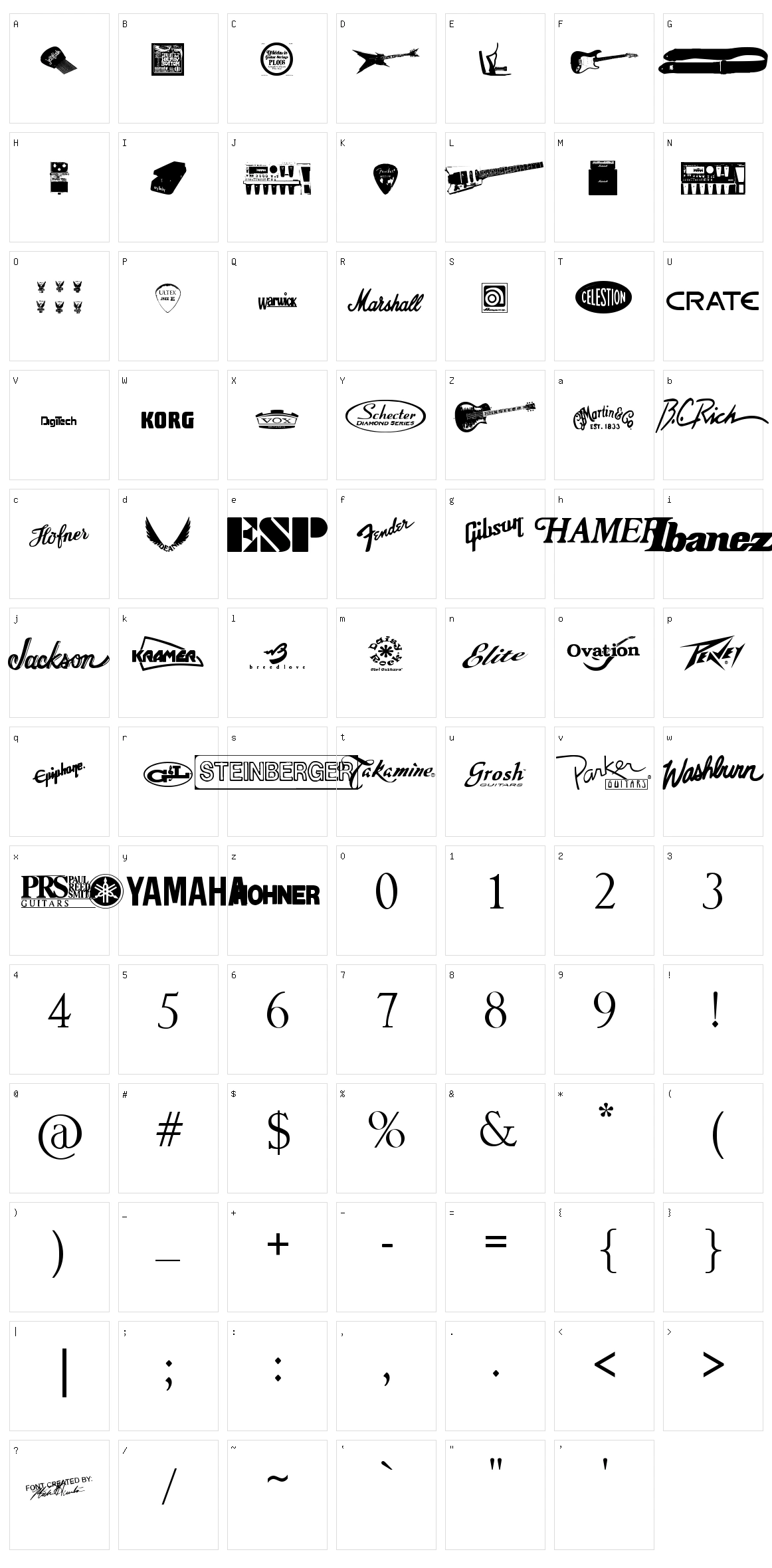 Gtartings Character Set