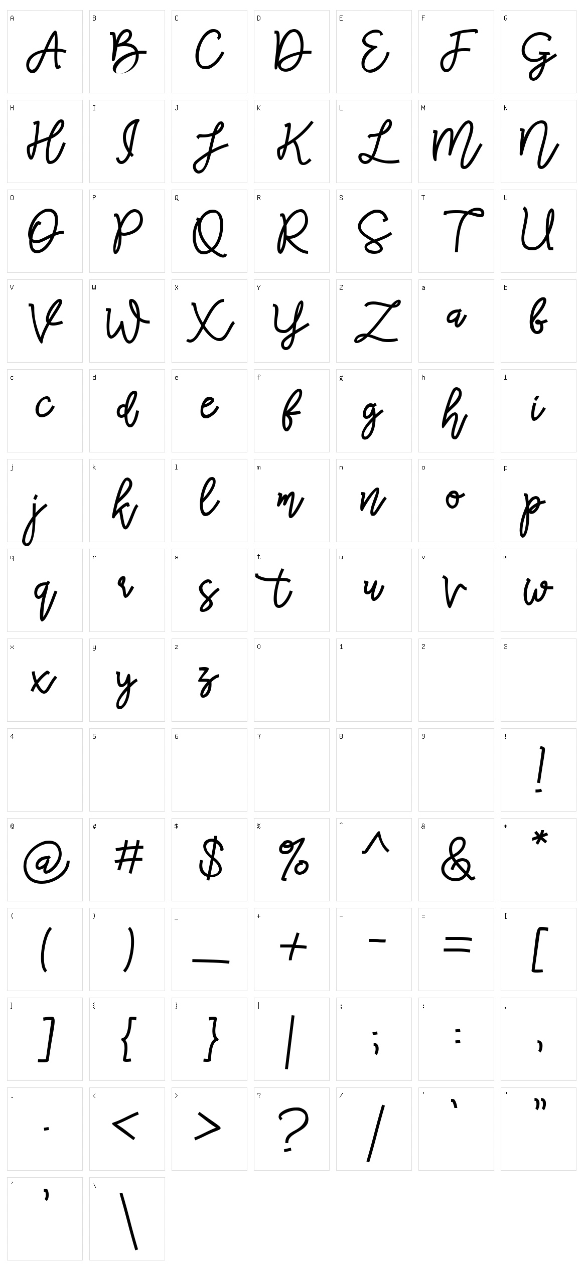 Red Peppers Script Character Set