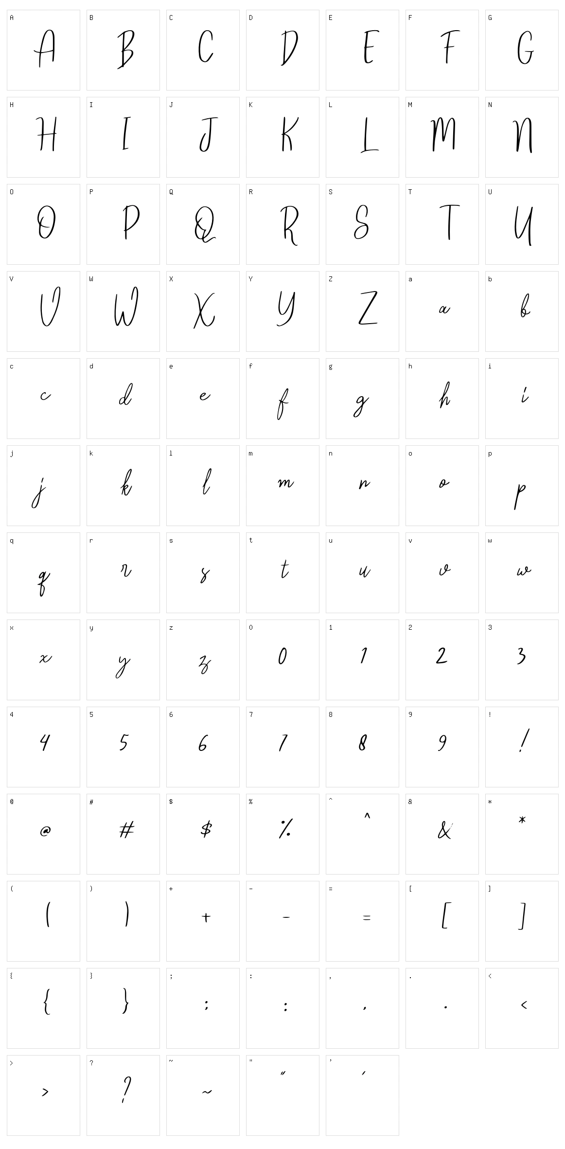 Reghina Character Set