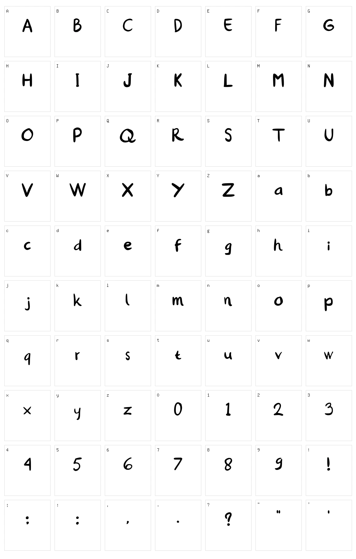 Reguloza Character Set