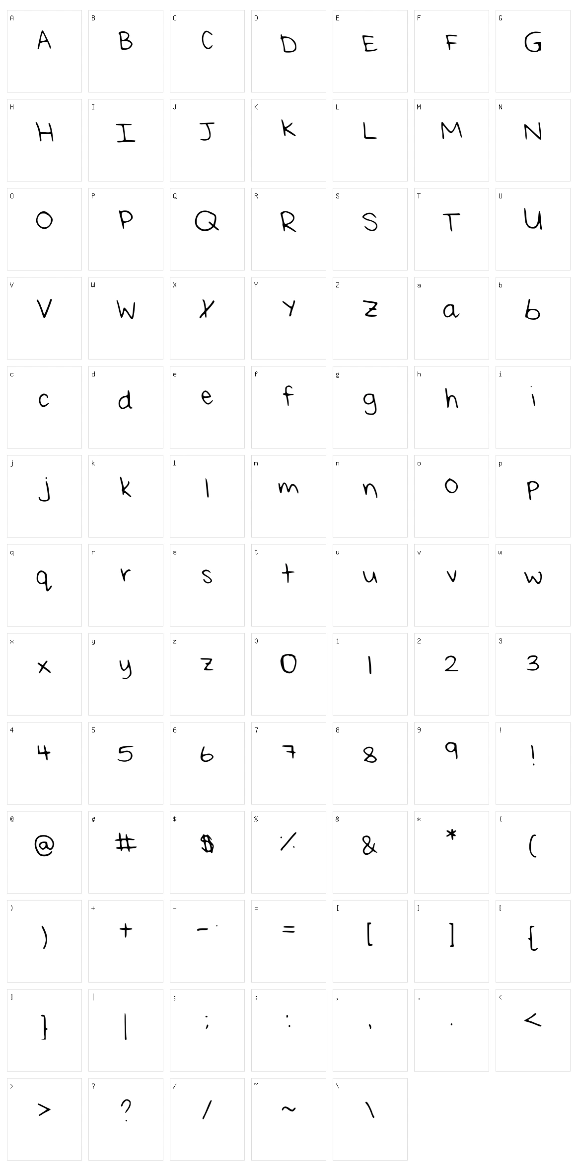Rei's Handwriting Character Set