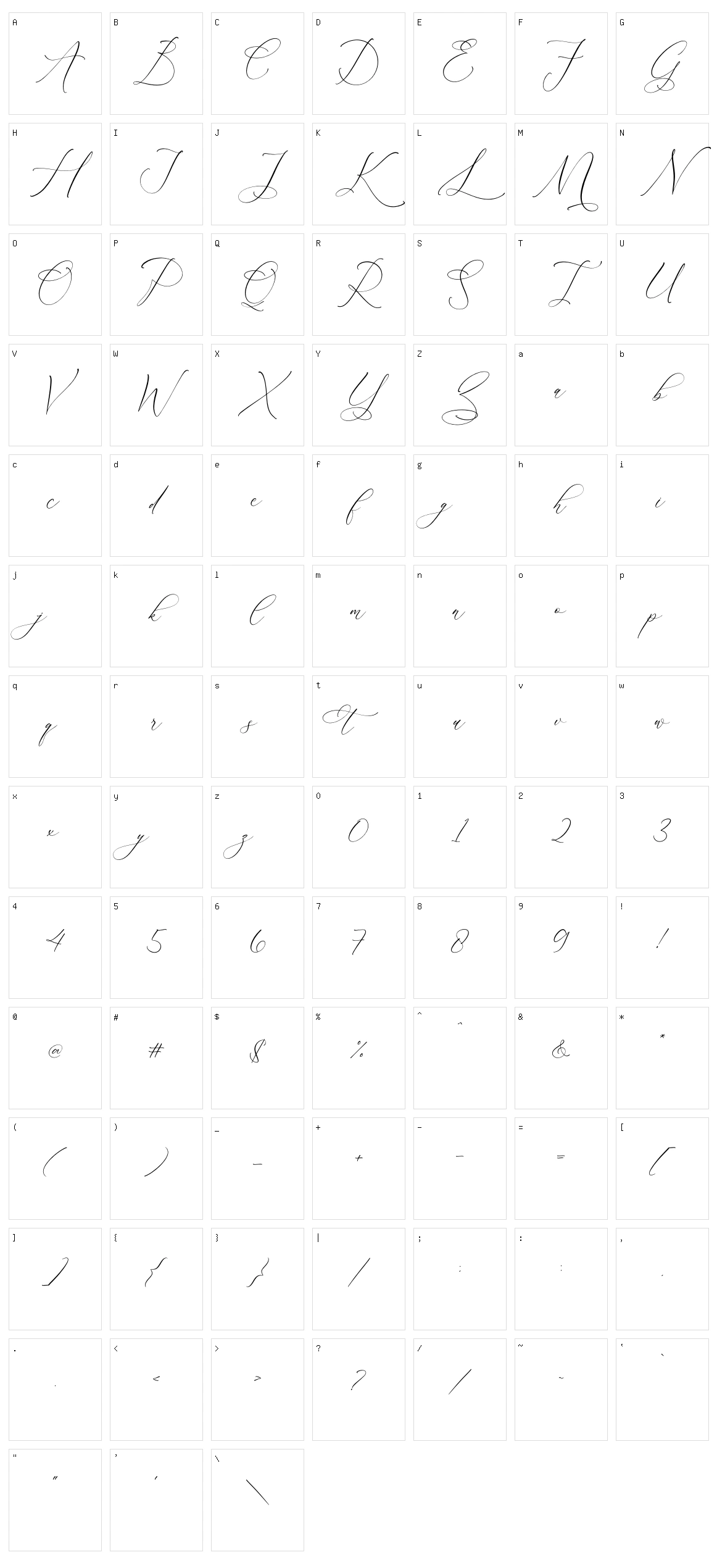 Relatta Saidnolia Script Character Set