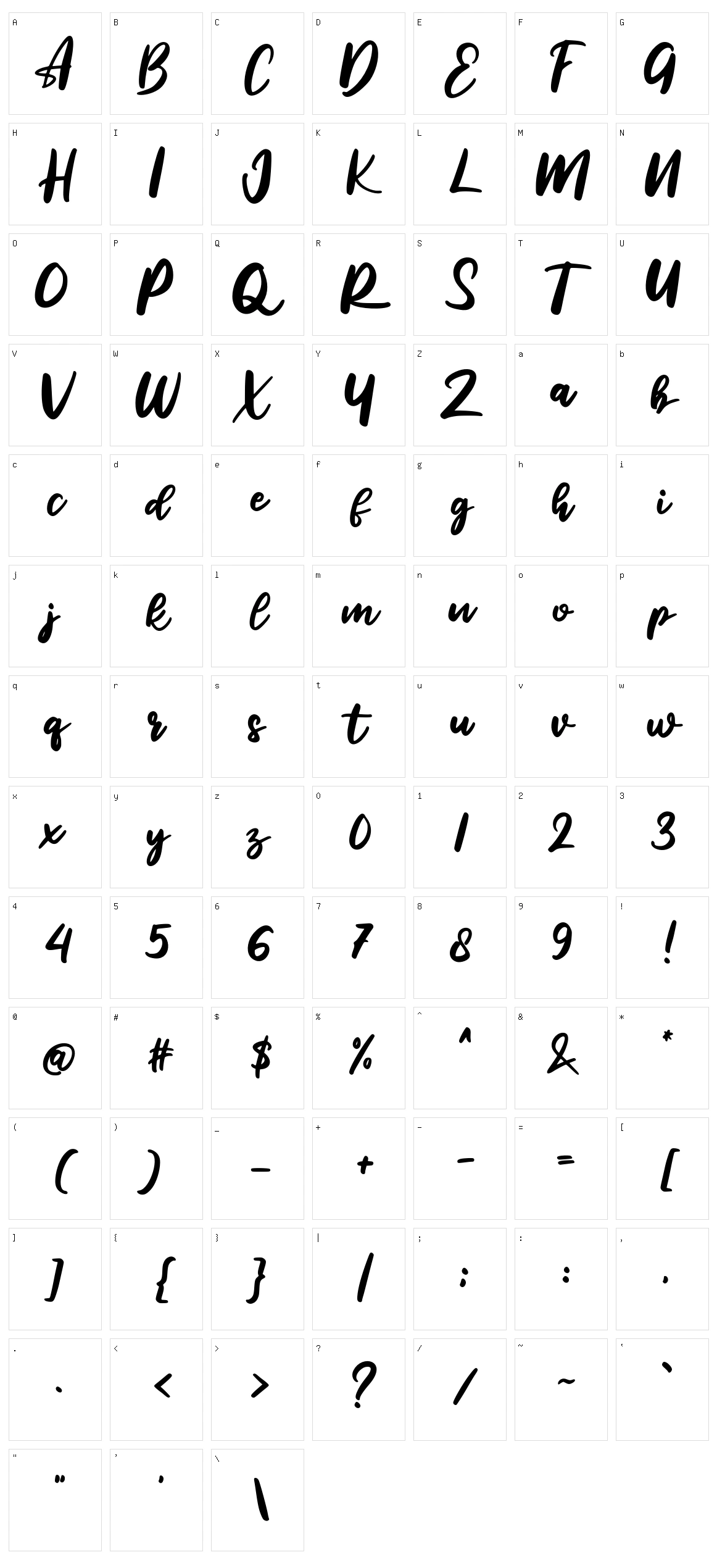 Reliser Character Set