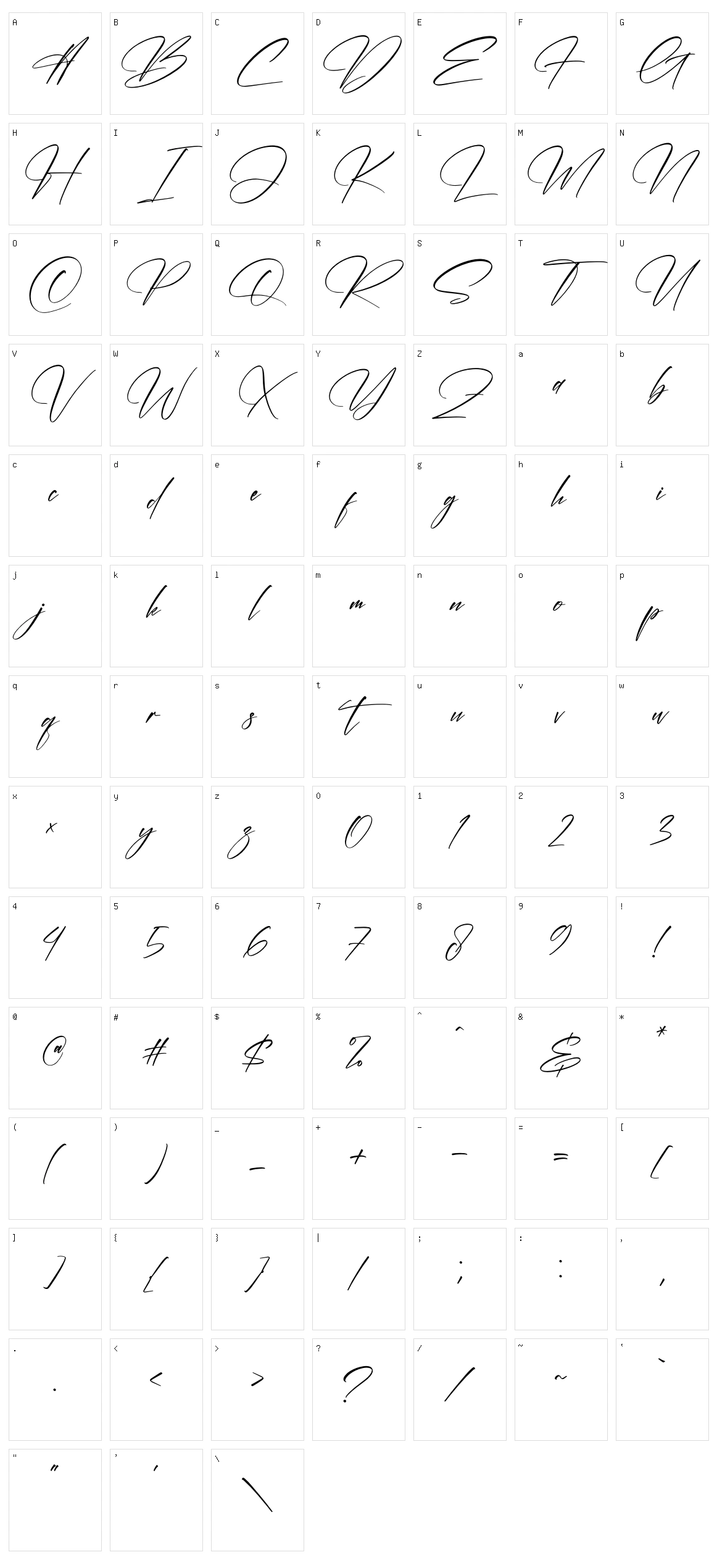 Rembulan Signature Character Set