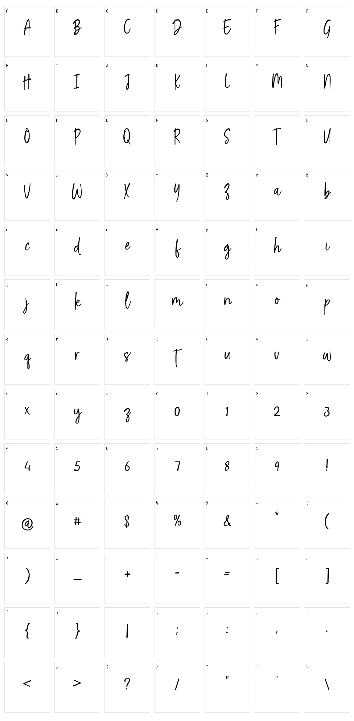 Renita Montes Script Character Set