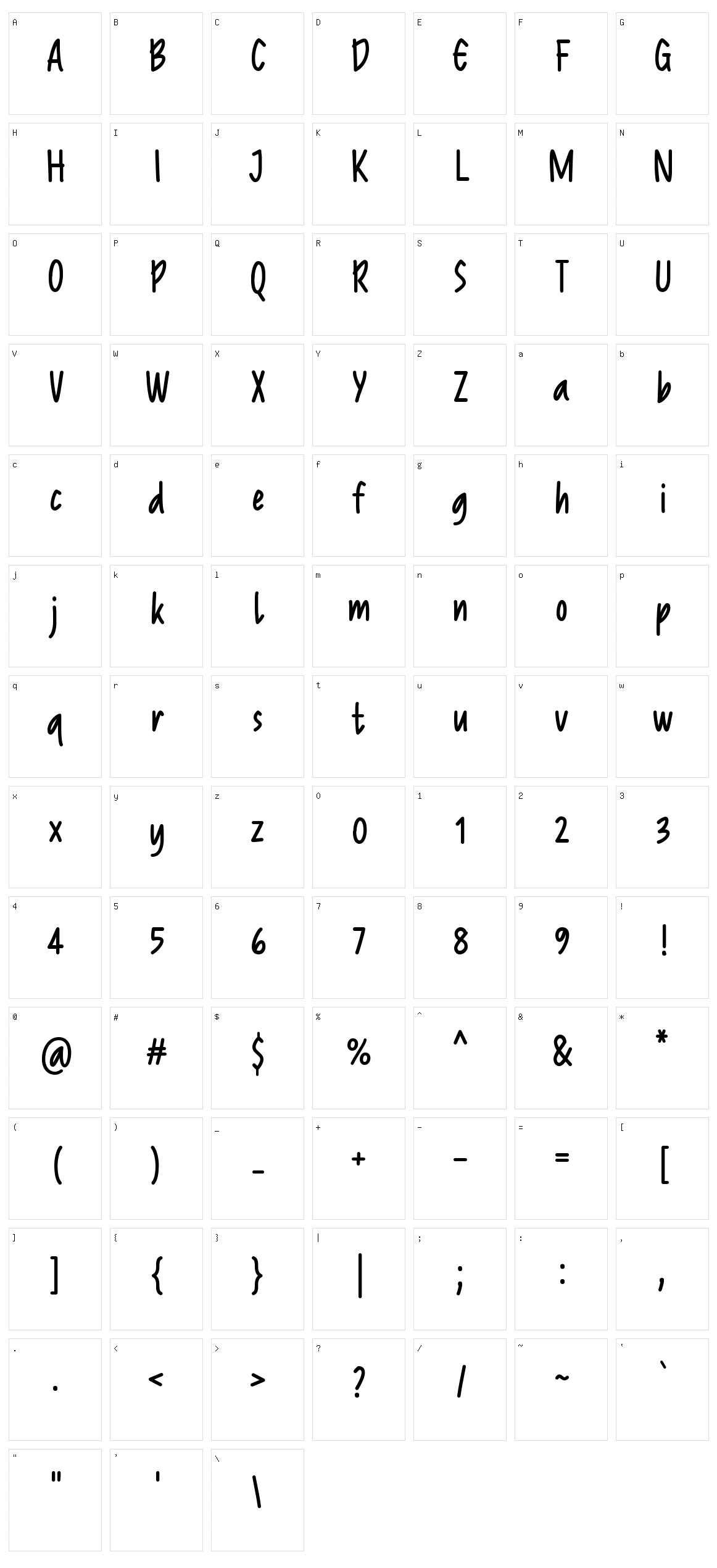 Reprineato Character Set