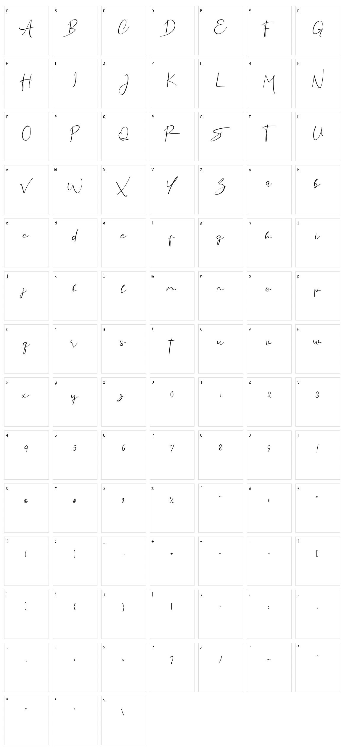 Rettica Character Set