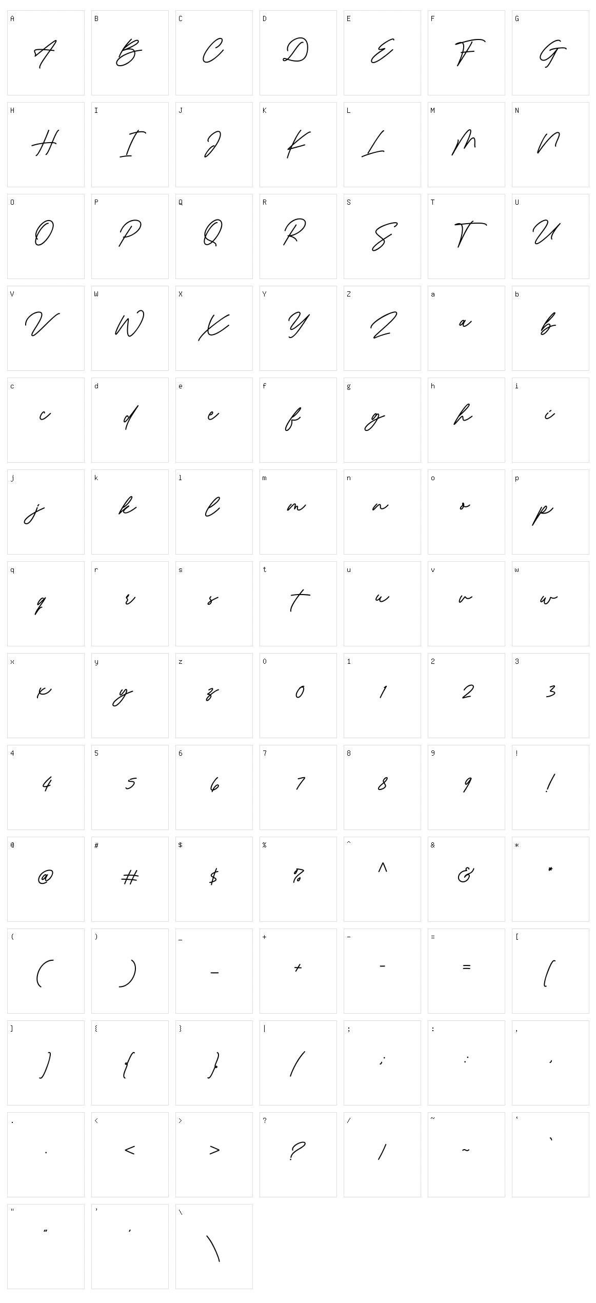Revisthond Script Character Set