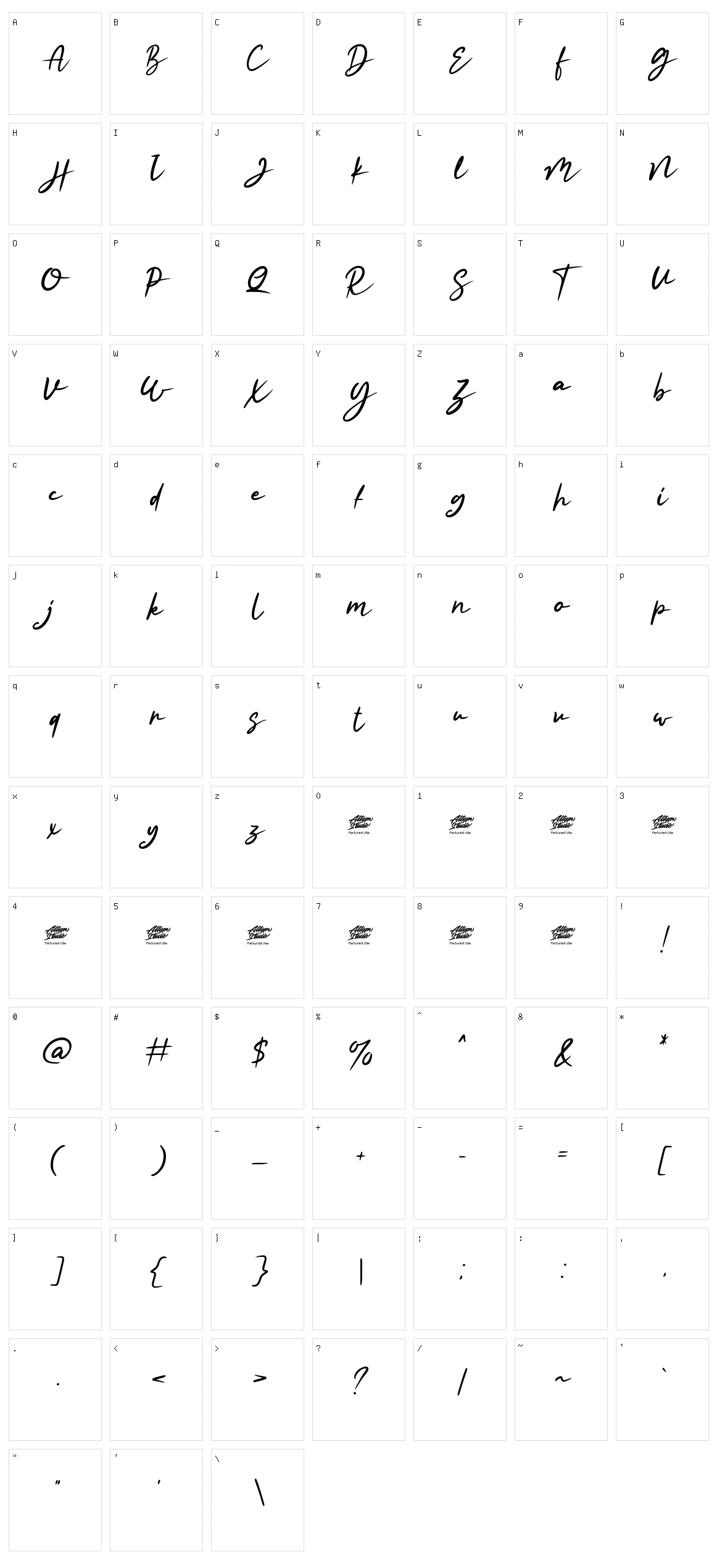 Rhiledia Character Set