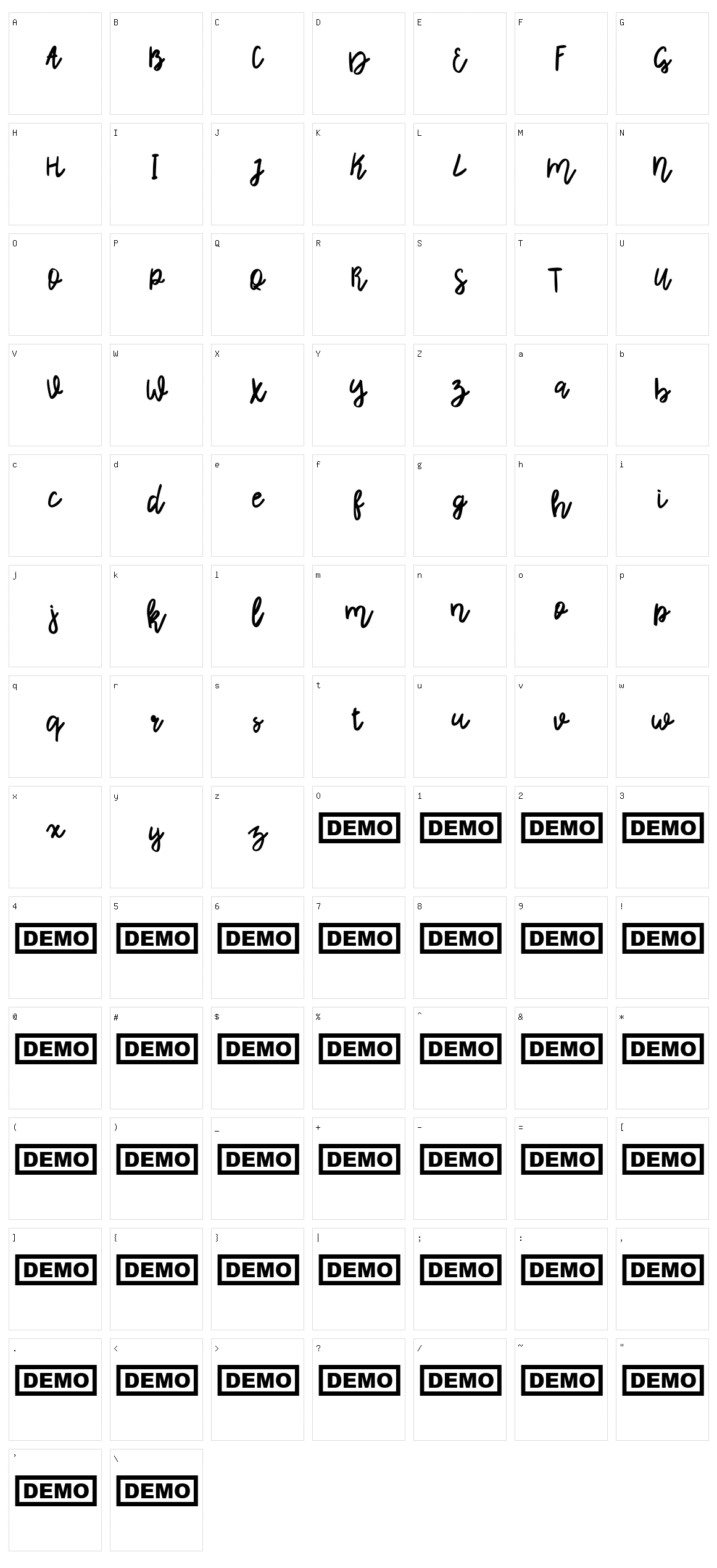 Rhiner Character Set