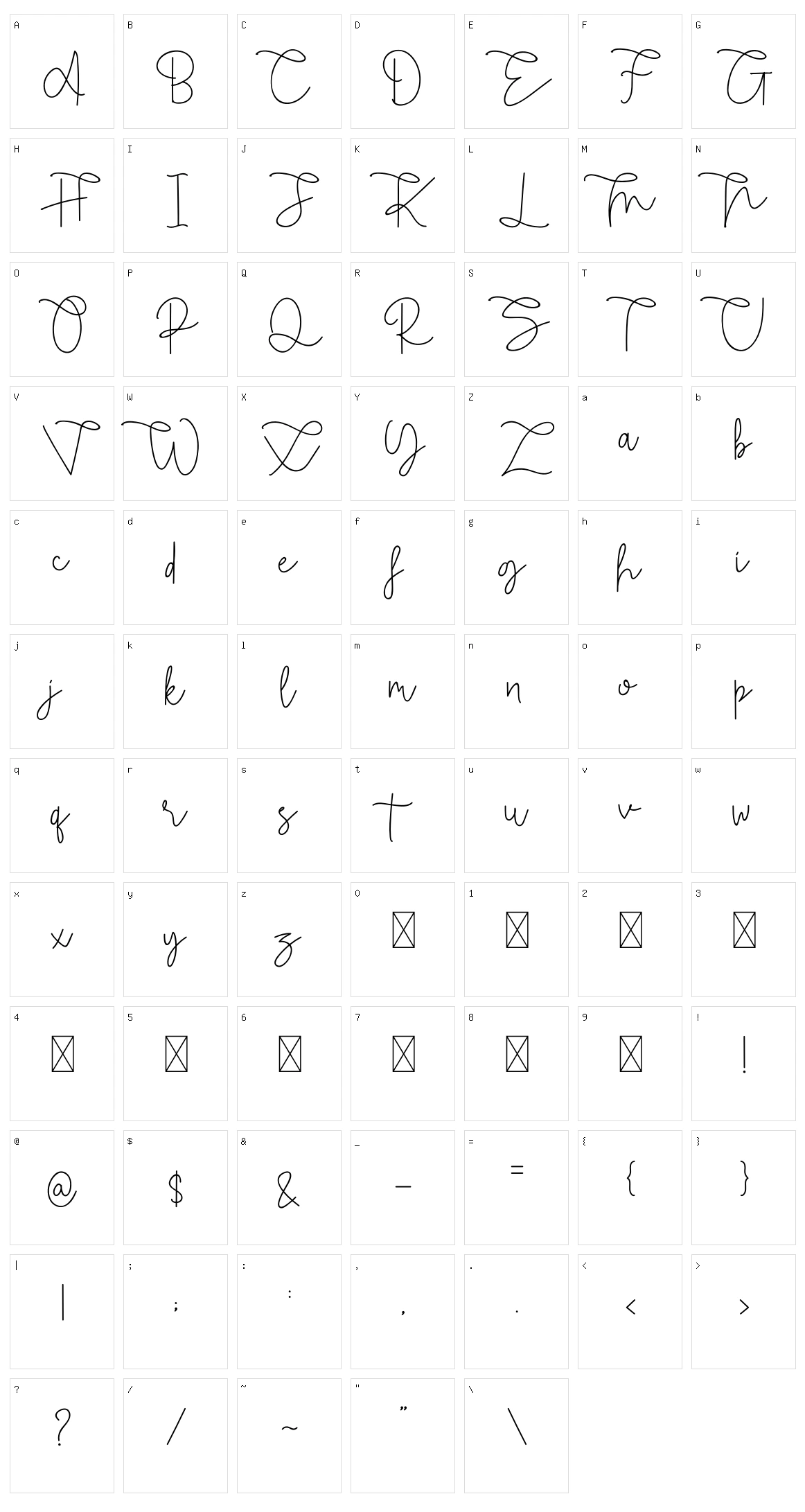 Rietha Character Set