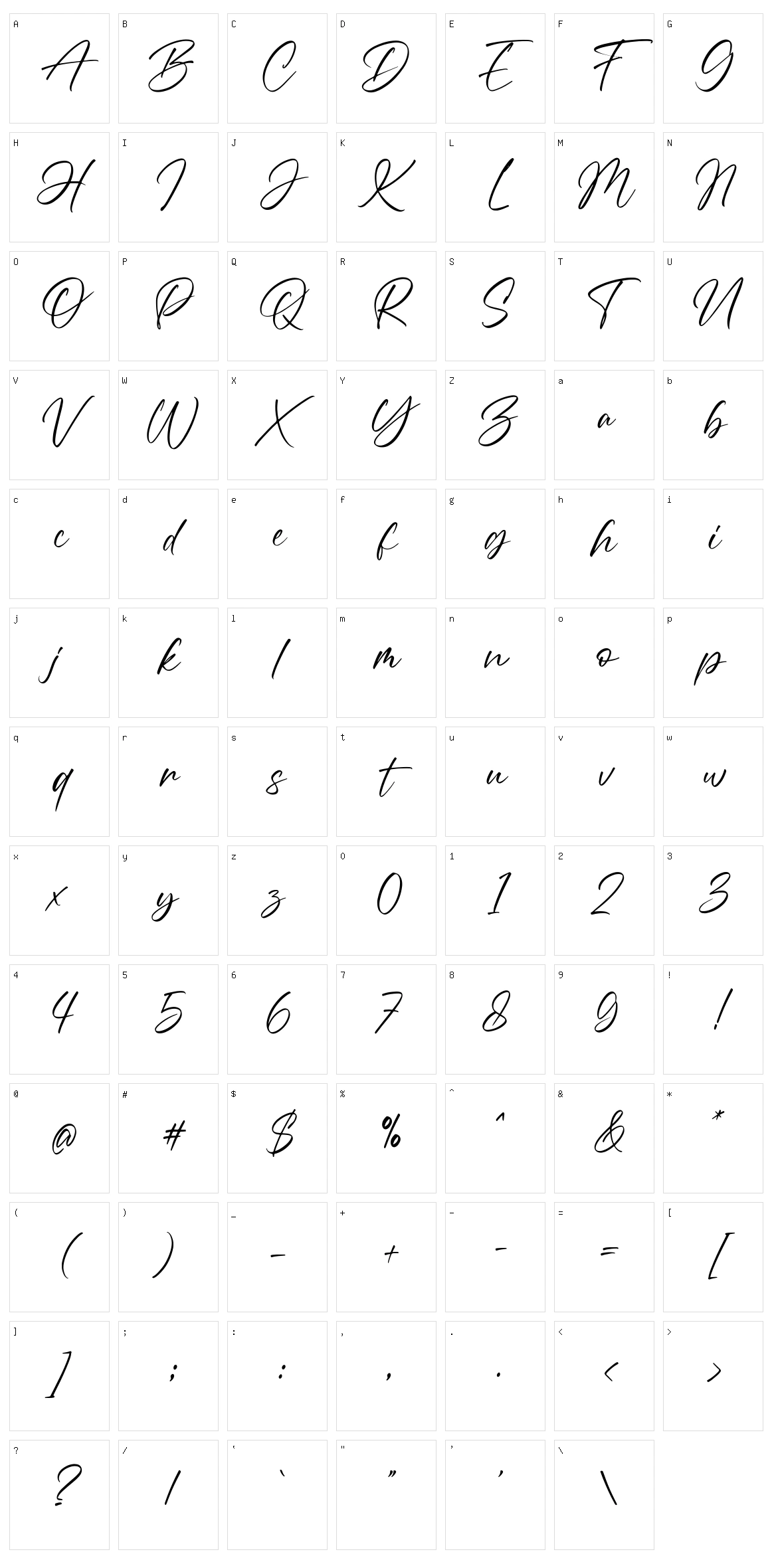 Right Strongline Character Set