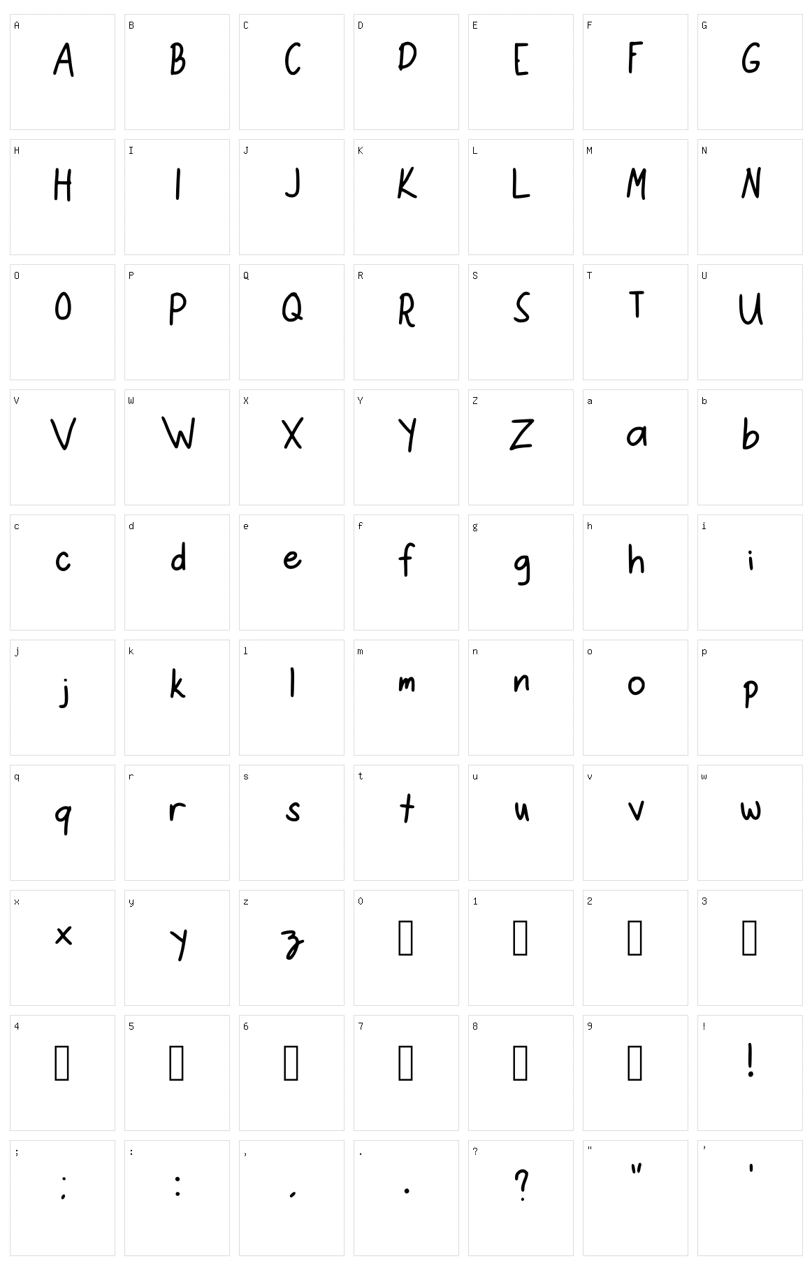 Rins Handwriting Character Set