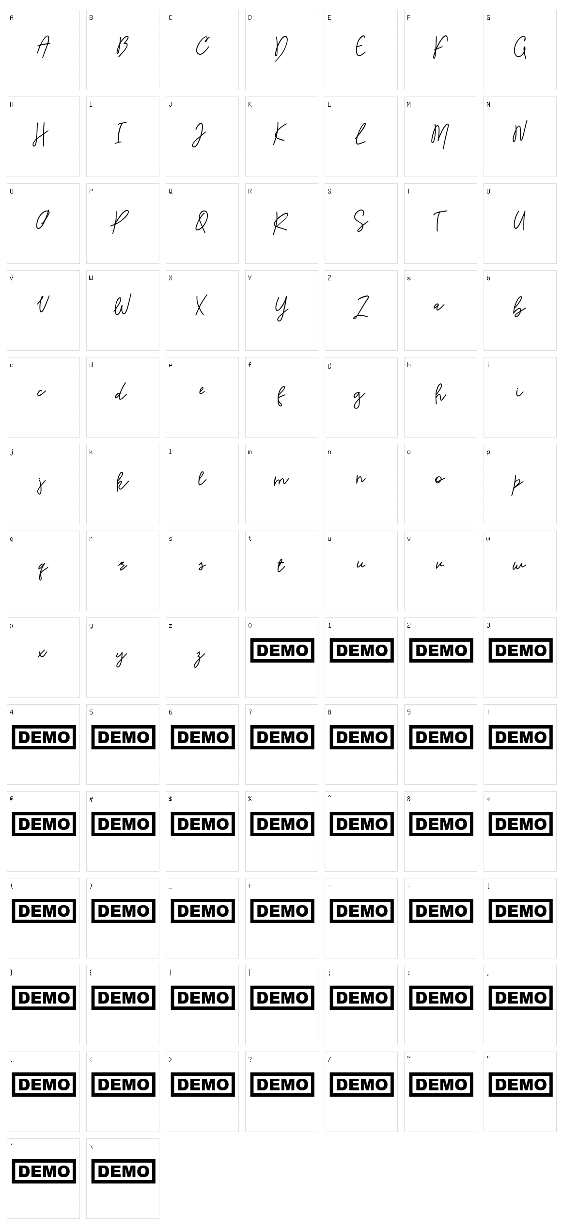 Rishangle Character Set