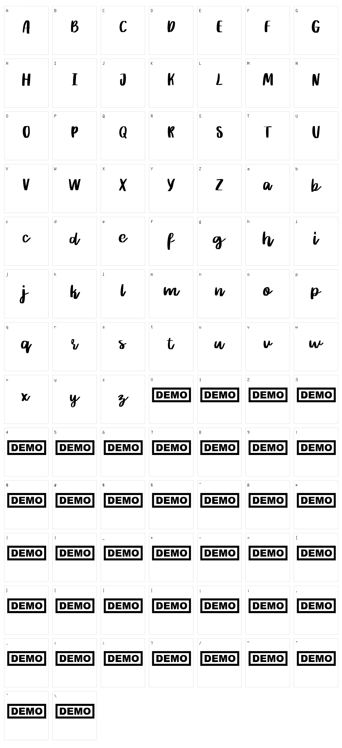 Rither Character Set