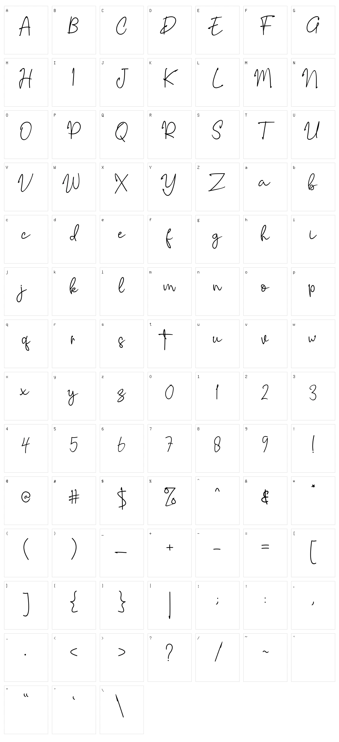 Riujin Palluy Character Set
