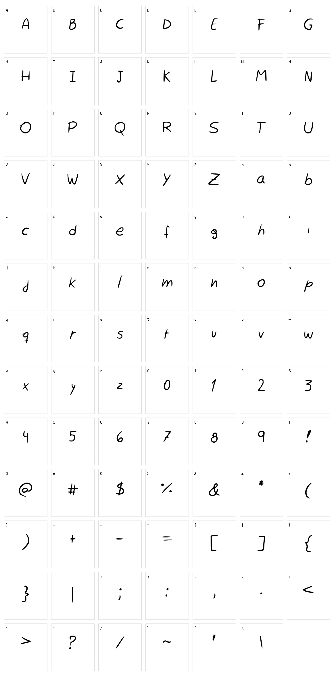 Rocchy's handwriting Character Set