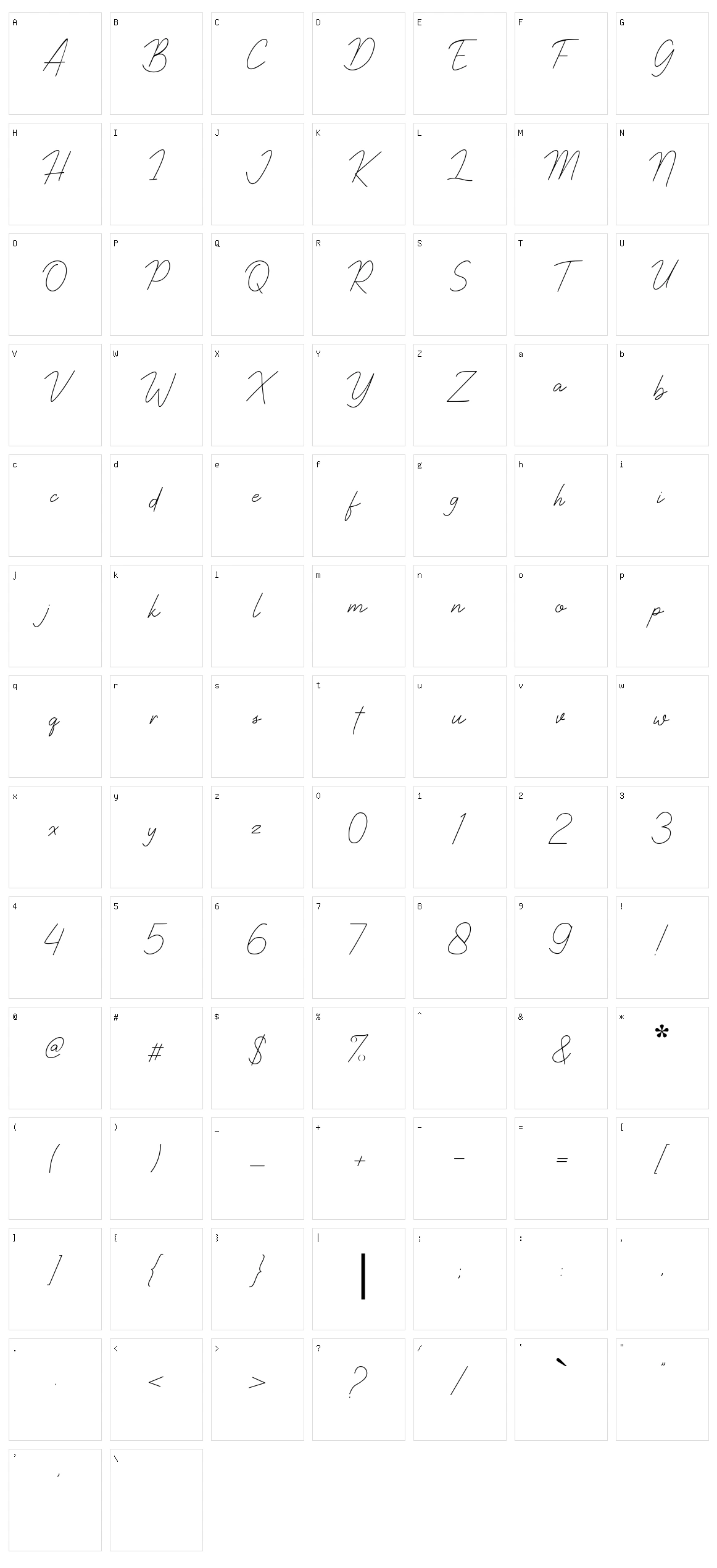 Rocketto Character Set