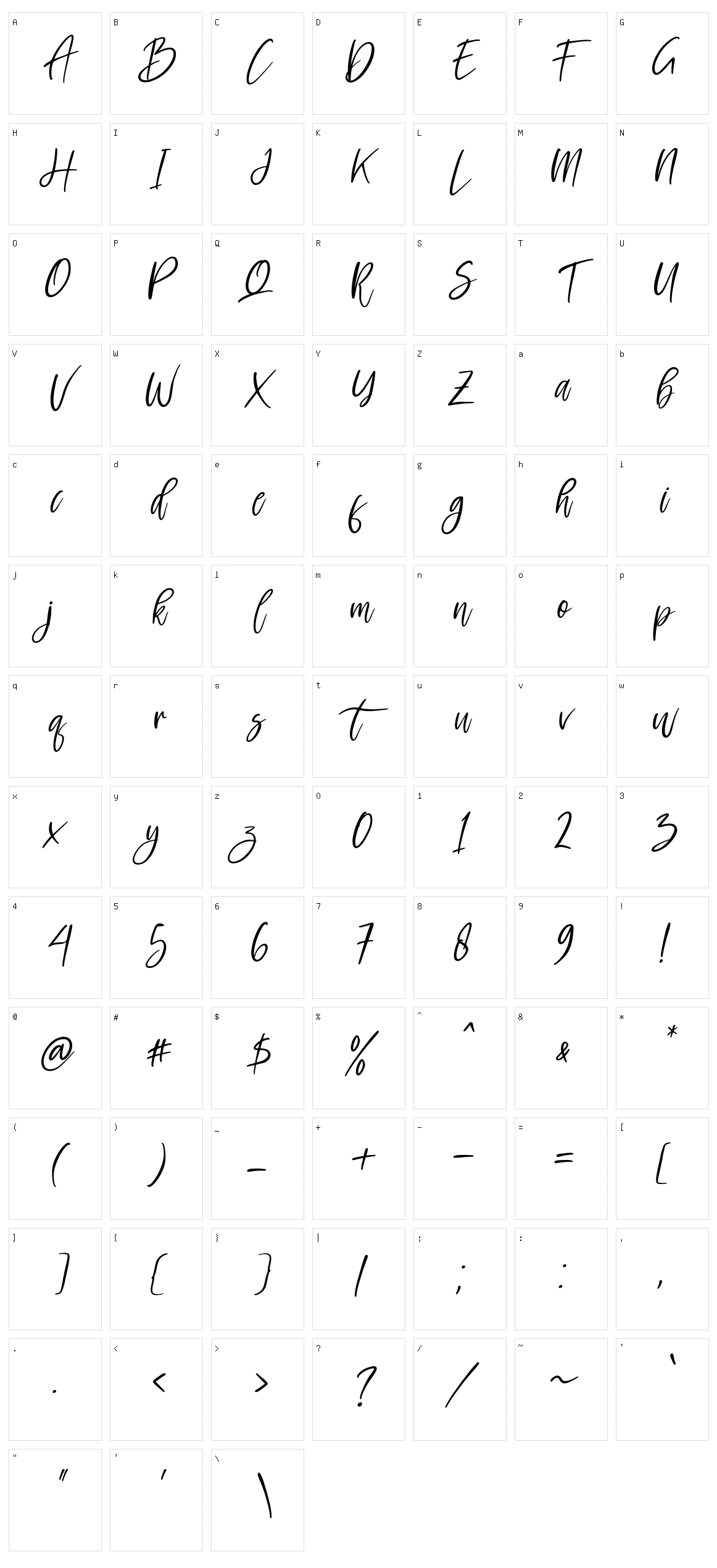 Rockybrown Character Set