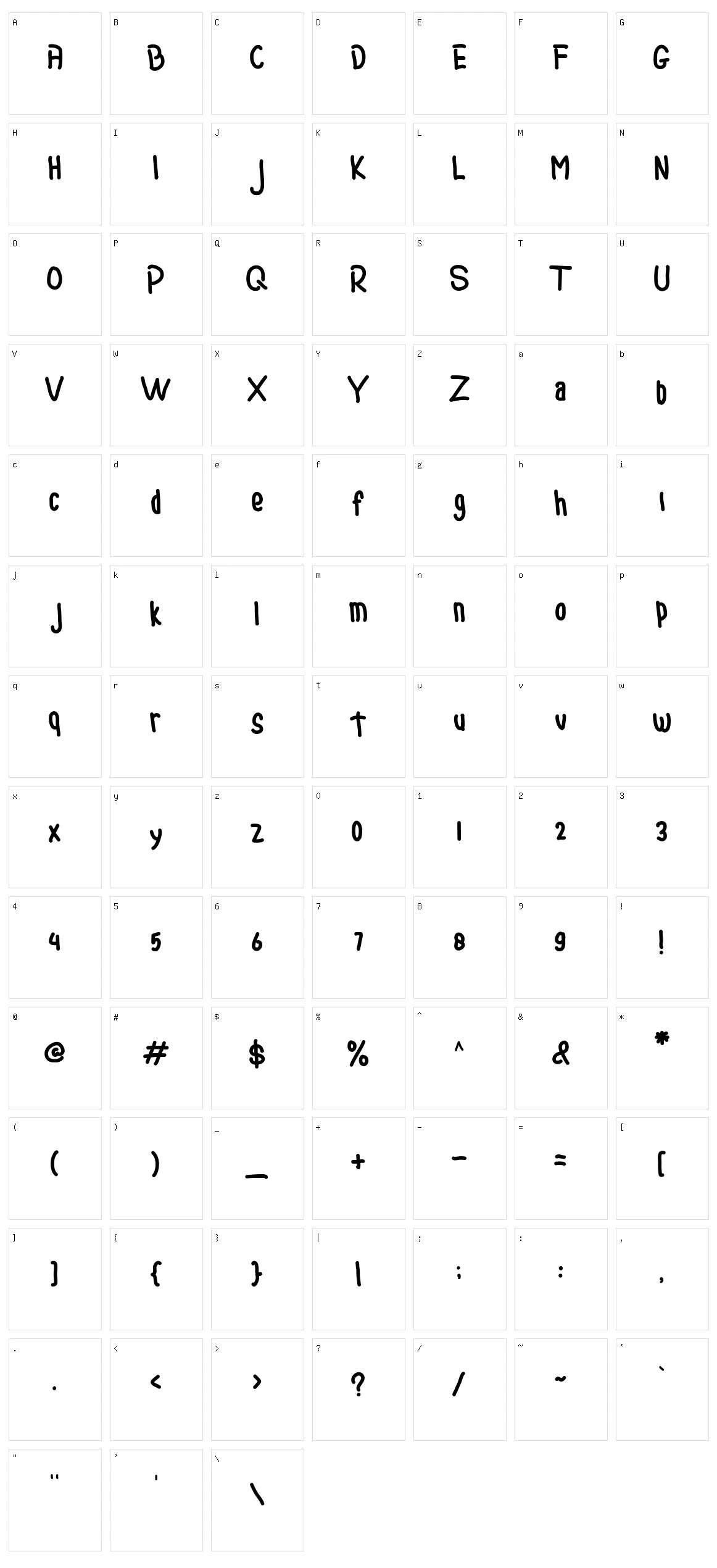 Romzul Sans Character Set