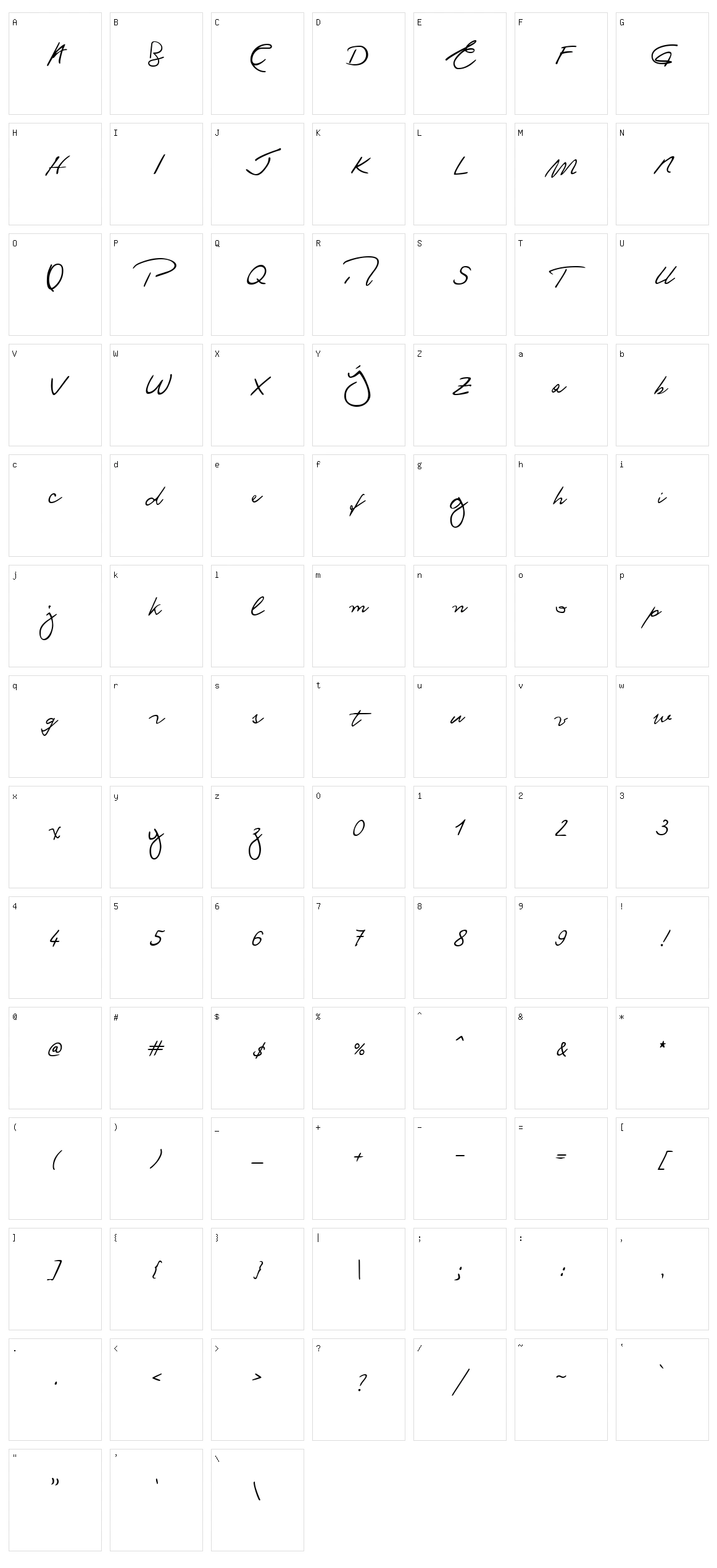 Ronald Handwriting Character Set