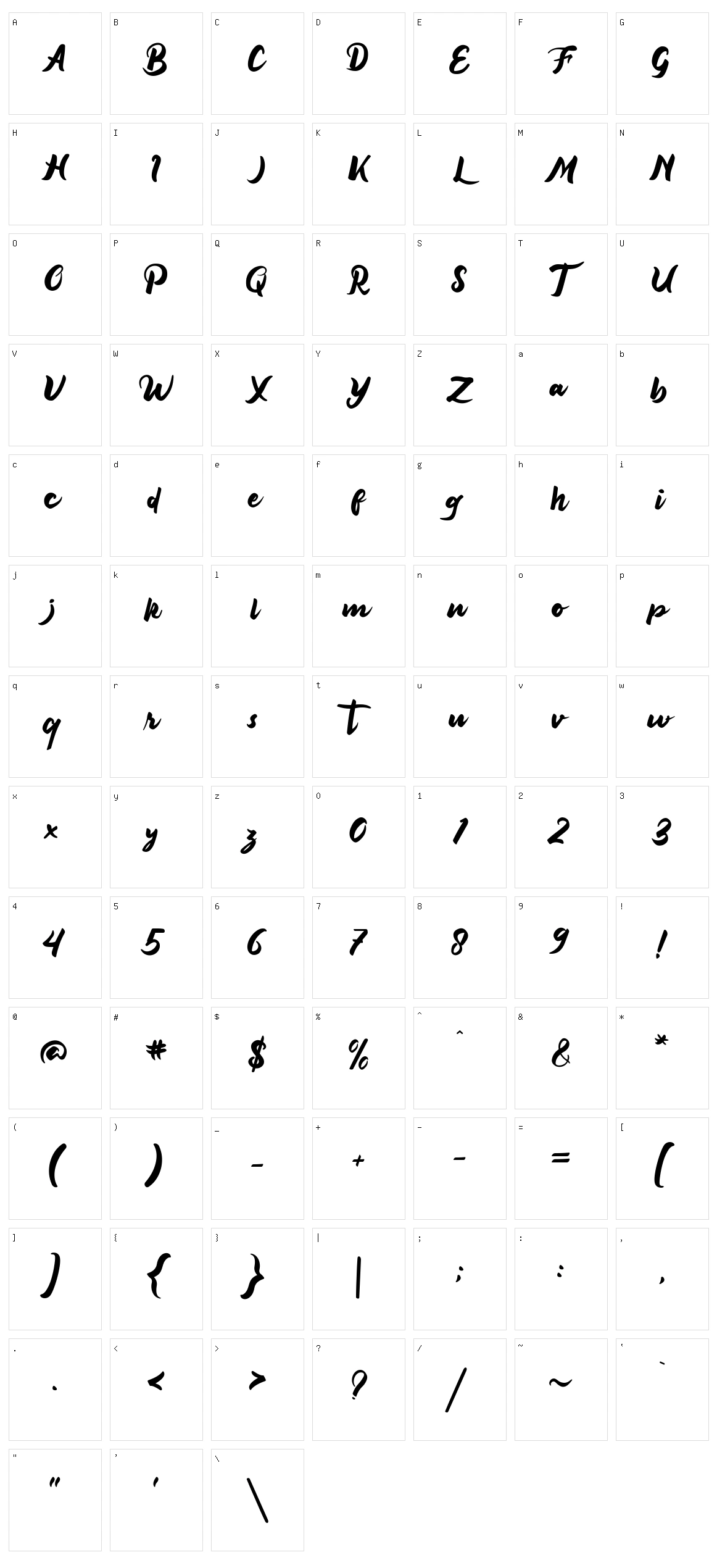 Rosacfild Character Set