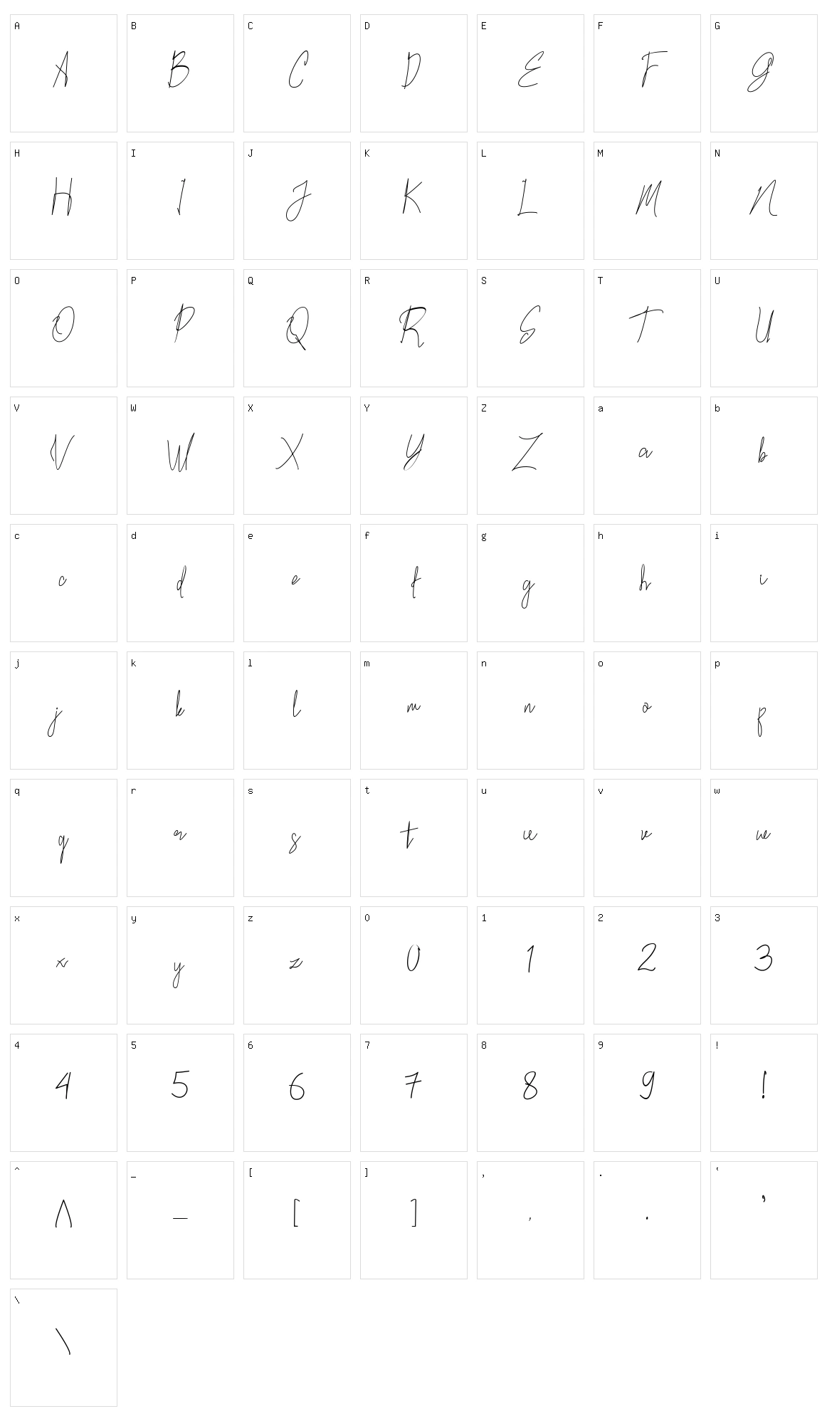 Rosallinda Character Set