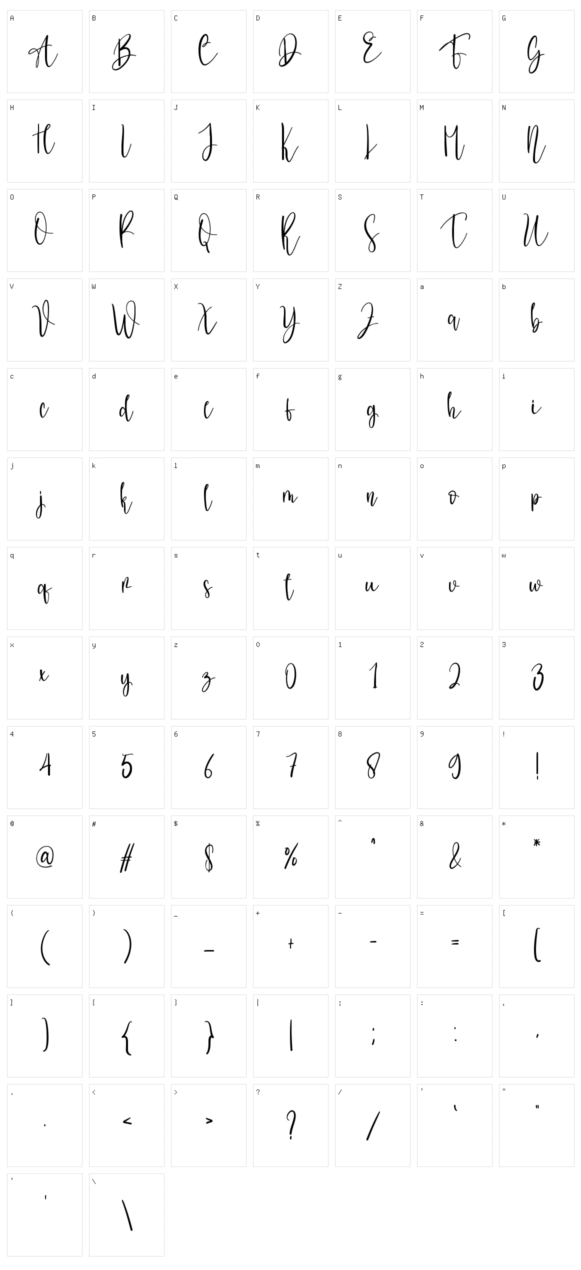 Rosallinda Character Set