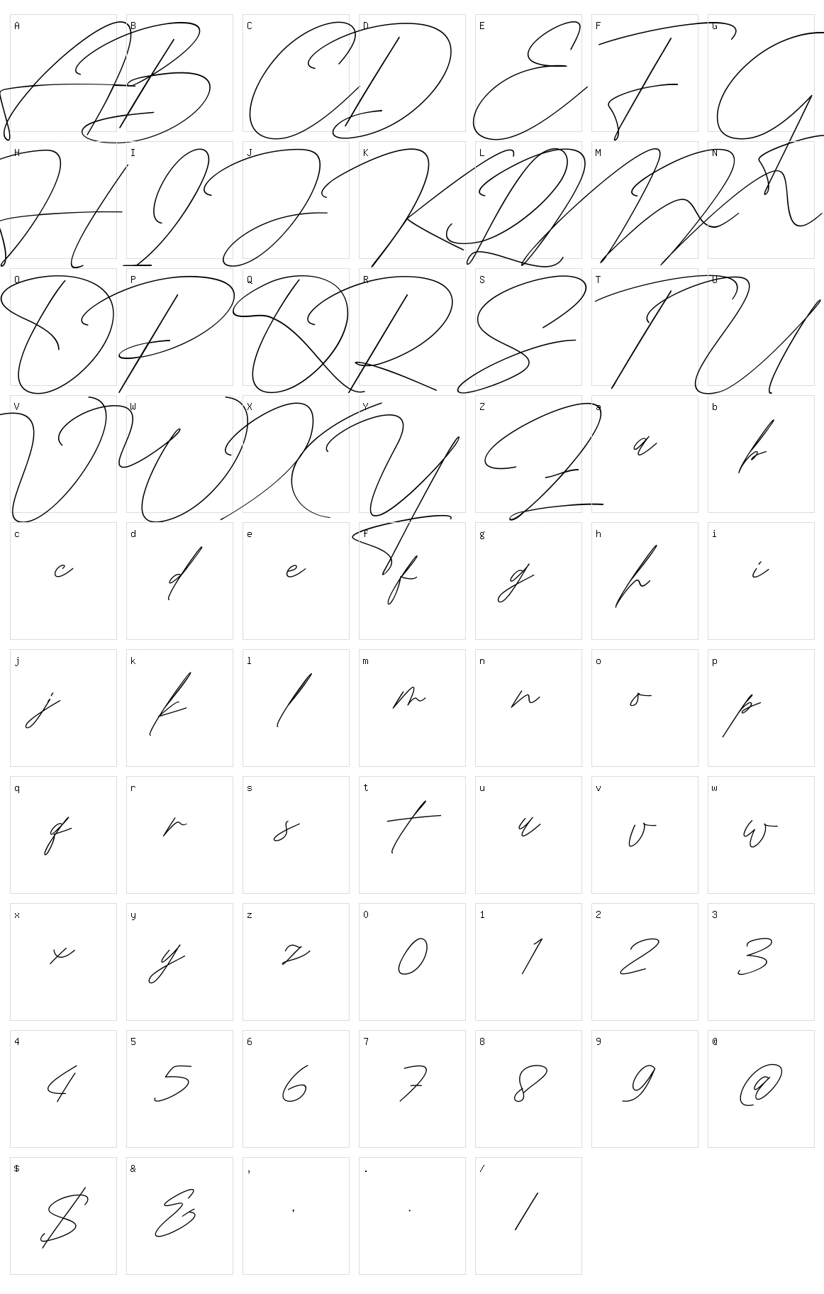 Rosebondy Character Set